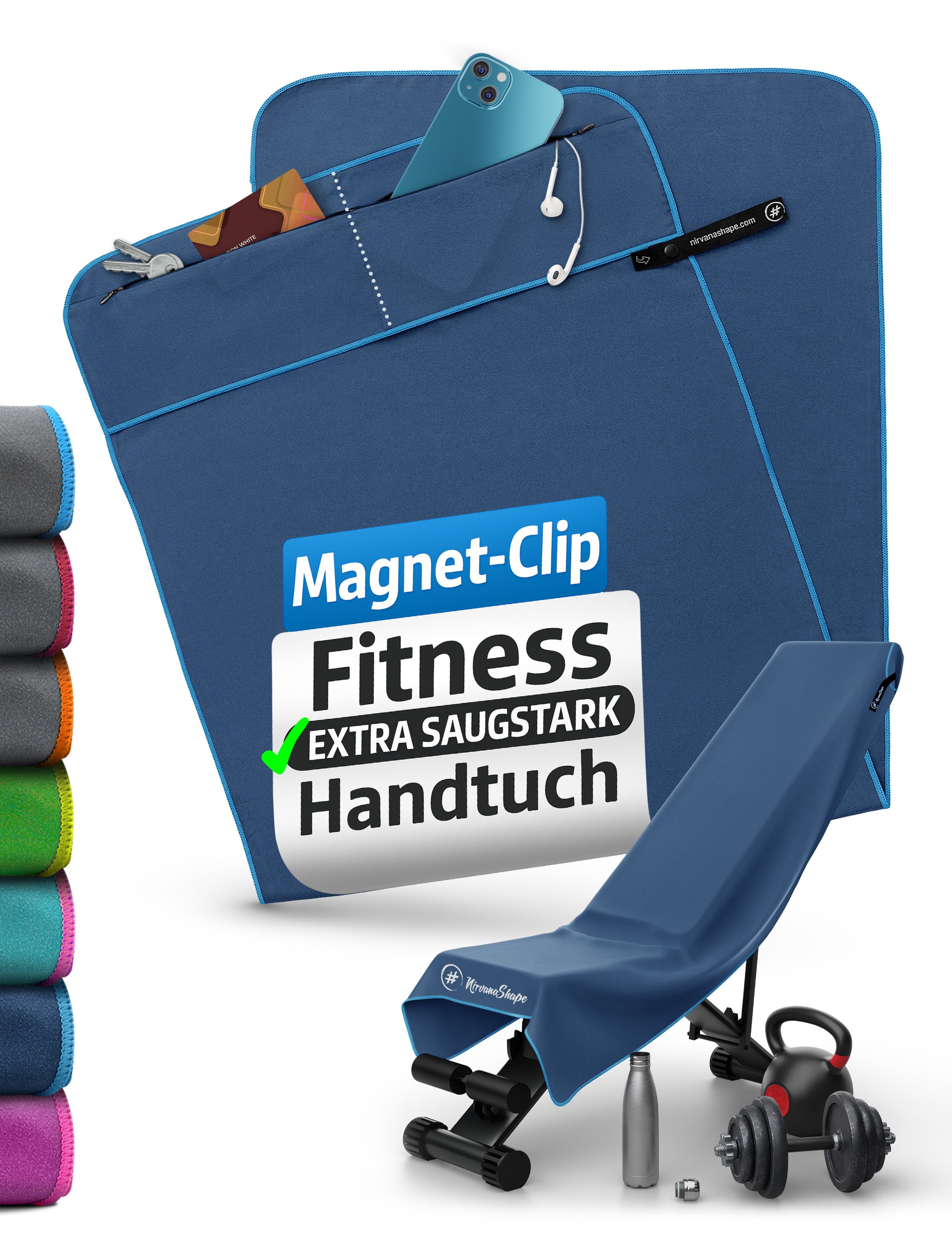 Sporthandtuch Fitness-Handtuch mit Magnet-Clip, Mikrofaser Sporthandtuch