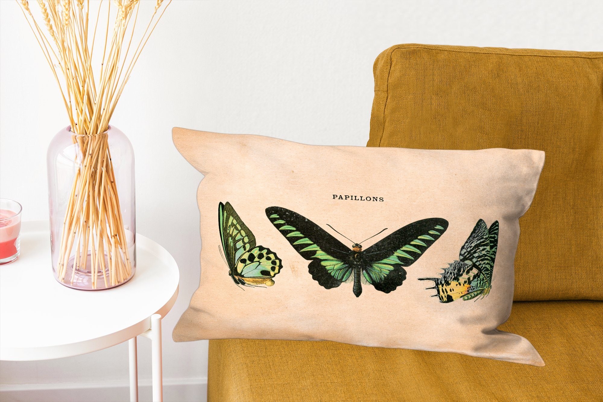 Schmetterling Zierkissen, - Dekokissen - Dekoration, MuchoWow Schlafzimmer Insekt, Füllung, Tier mit Dekokissen Wohzimmer