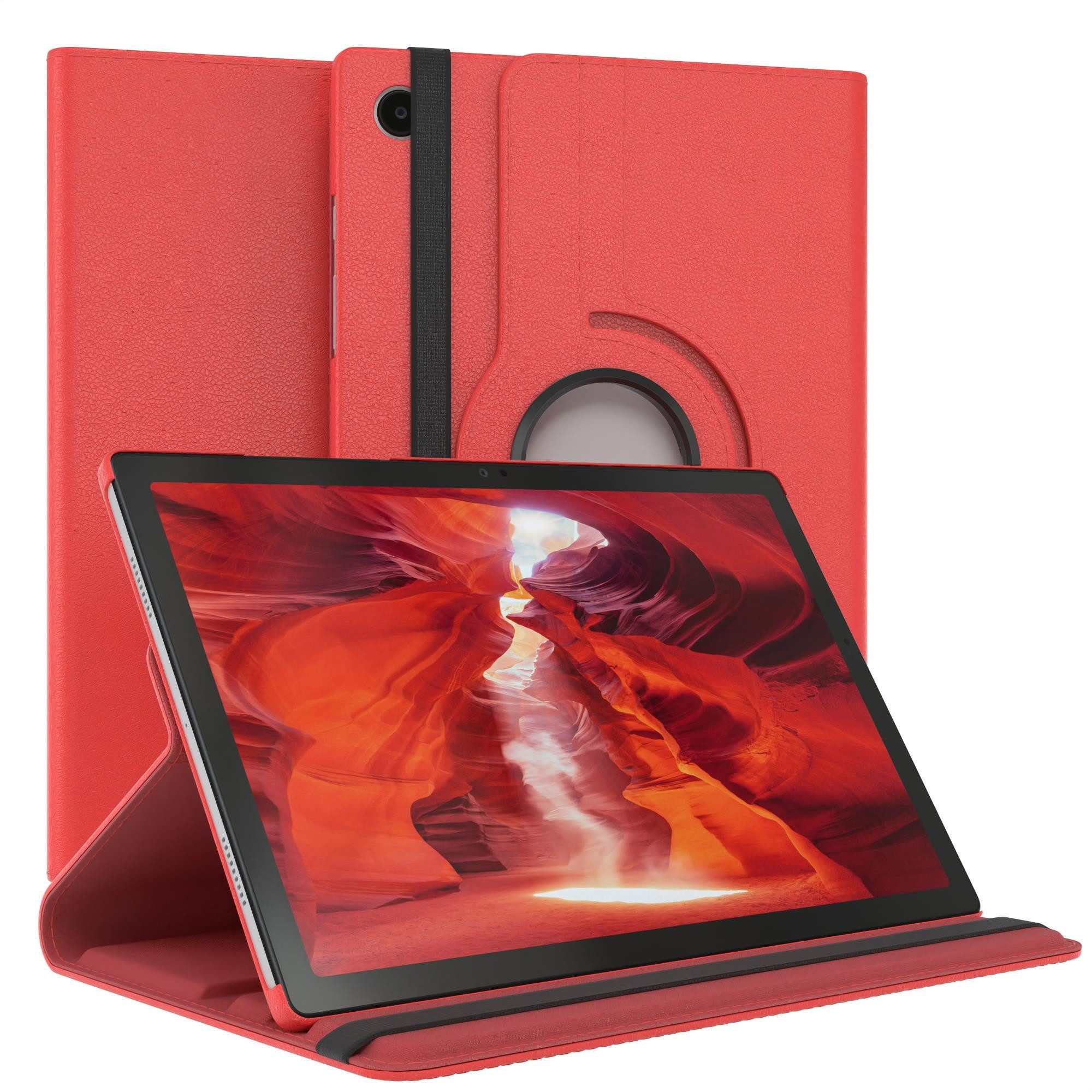 EAZY CASE Tablet-Hülle Rotation Case für Samsung Galaxy Tab A8 10.5 LTE 10,5 Zoll, Tabletcase Flipcover Smart kratzfest Hülle aufstellbar drehend Rot
