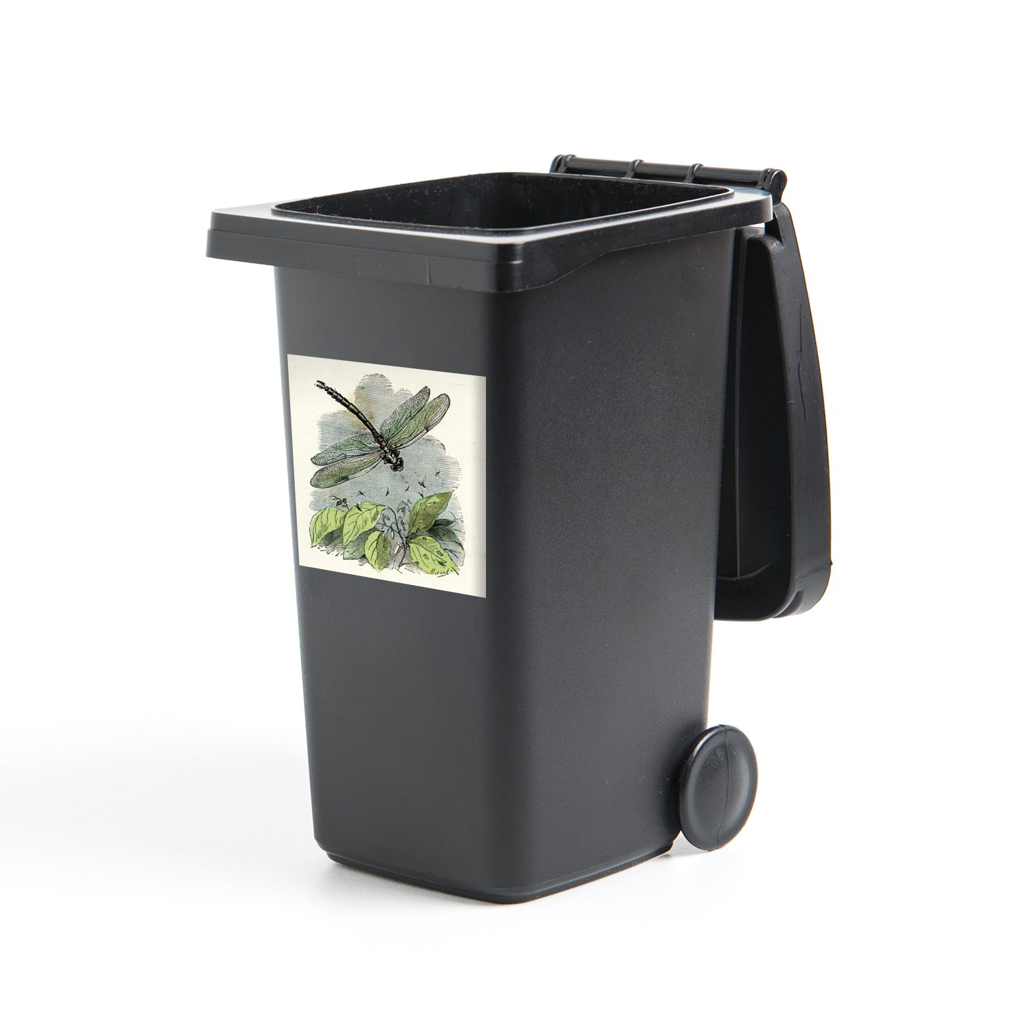 MuchoWow Wandsticker Eine Illustration einer grünen Libelle (1 St), Mülleimer-aufkleber, Mülltonne, Sticker, Container, Abfalbehälter
