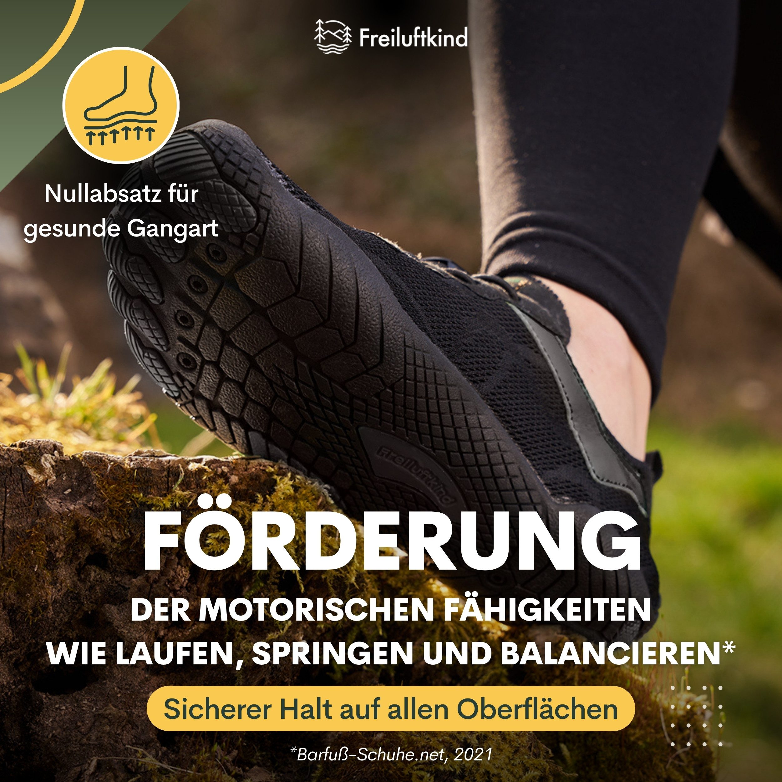Freiluftkind Das Original – Kokoda rutschfeste Barfußschuhe Sneaker Schnellverschluss