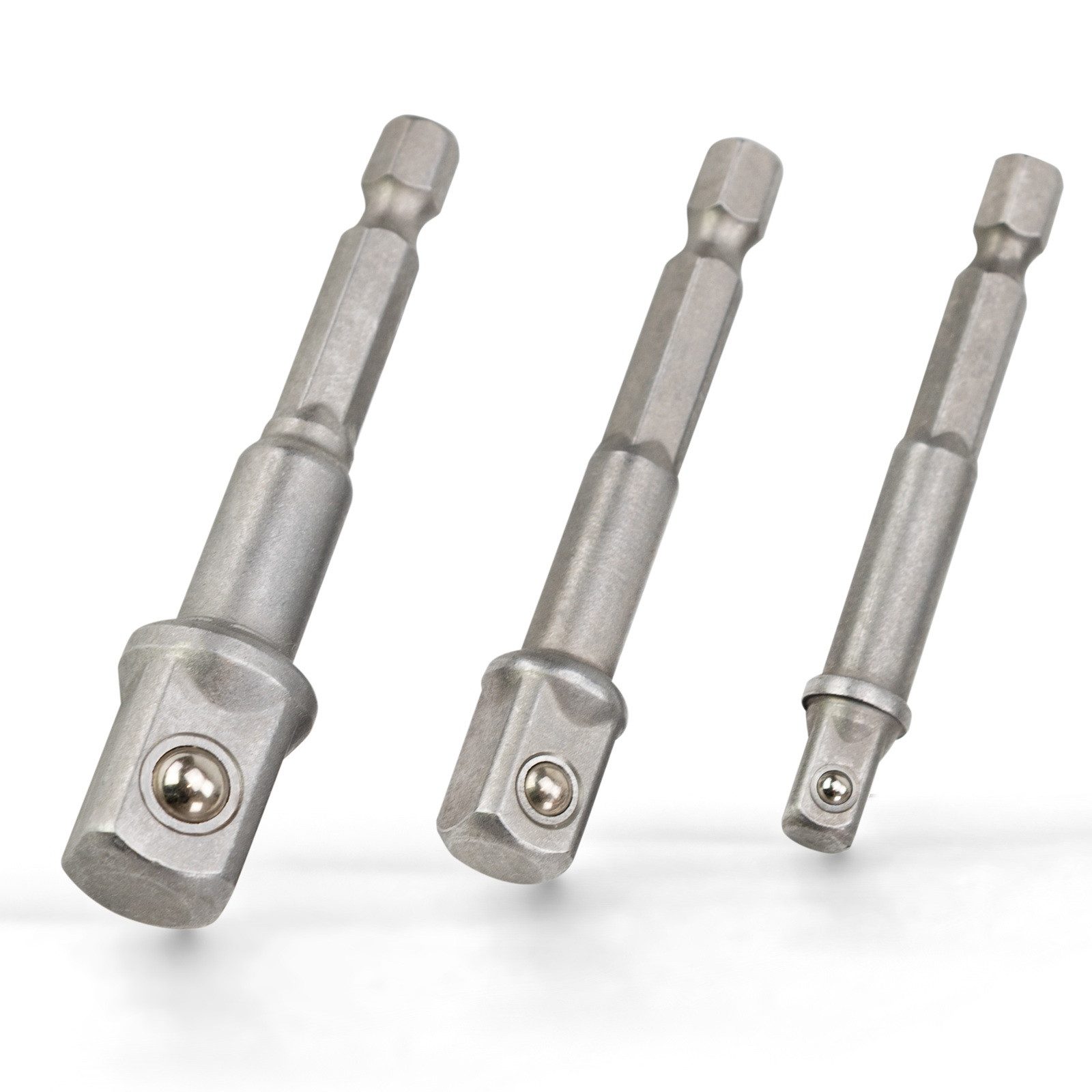 HASKYY Stecknuss Stecknuss Akkuschrauber-Adapter Set 3tlg. 1/4" 1/2" 3/8" 6-Kant Stecks