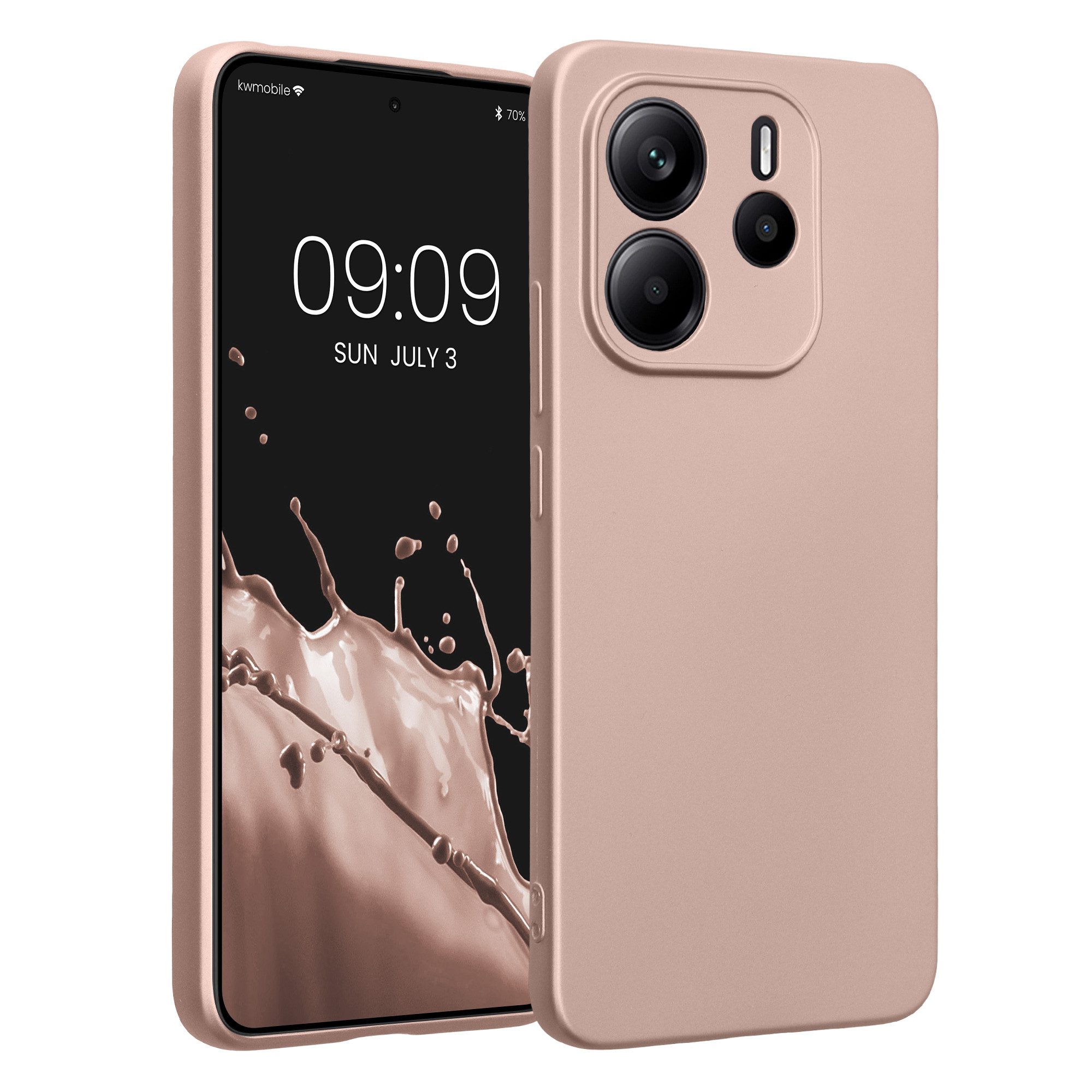 kwmobile Smartphone-Hülle Handyhülle für Xiaomi Redmi Note 14 4G (Nicht für 5G) Hülle, weiche Silikon Case metallisch schimmernd - Schutzhülle Cover