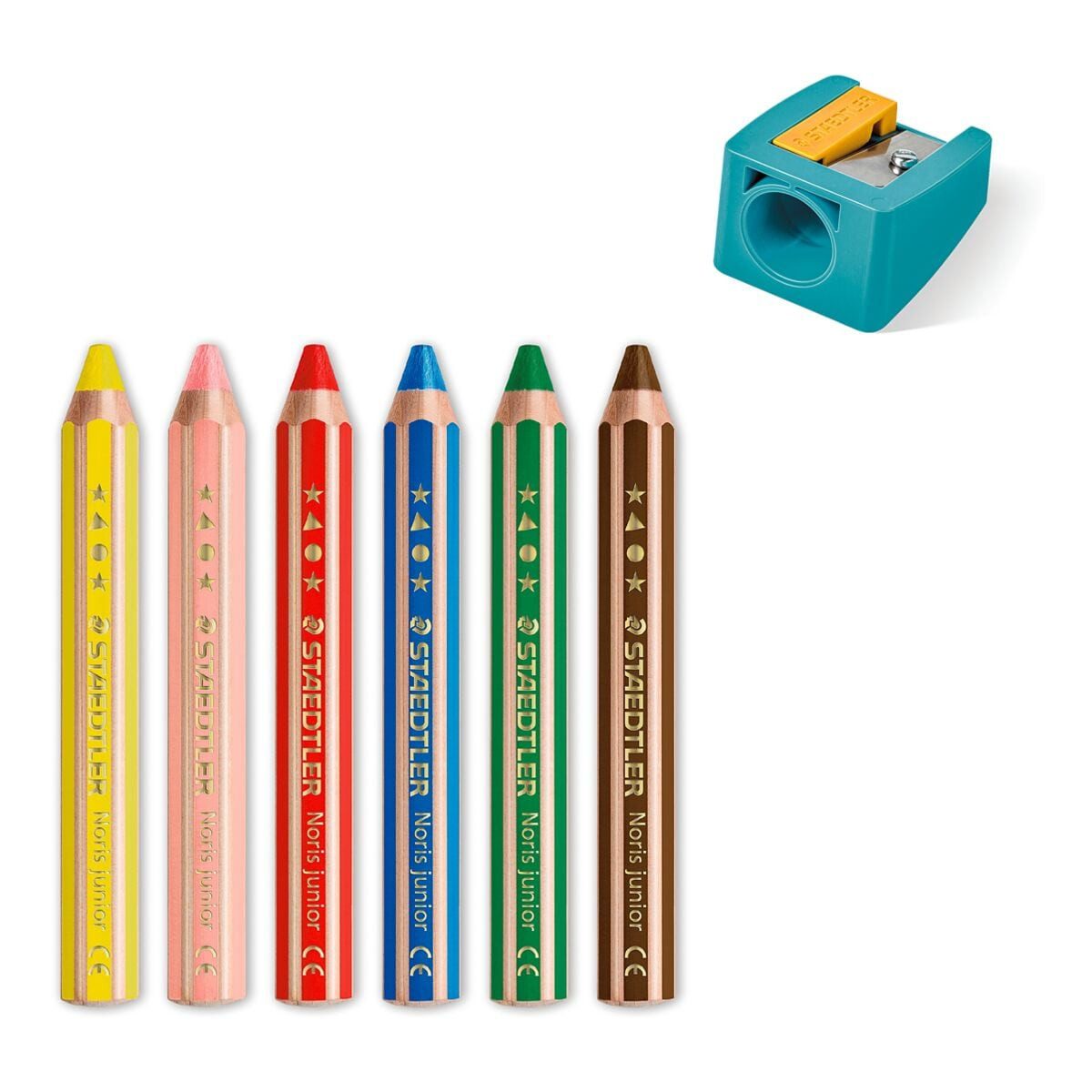 STAEDTLER Buntstift Noris® junior, (6-tlg), 3in1 (Bunt-/ Wachs-/ Aquarellstift)