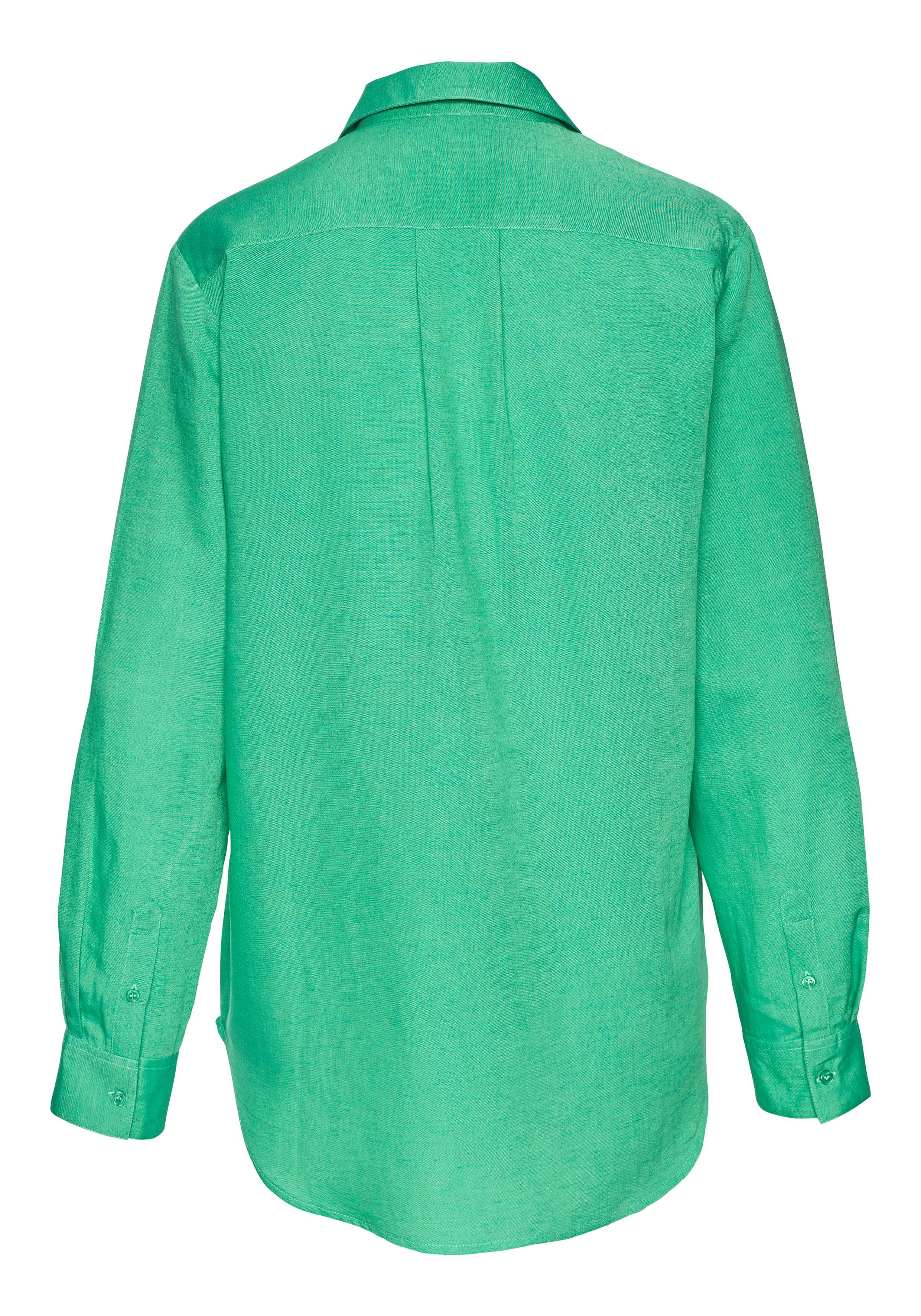 LASCANA Hemdbluse aus Leinenmix, Damenbluse mit Hemdkragen und Knopfleiste