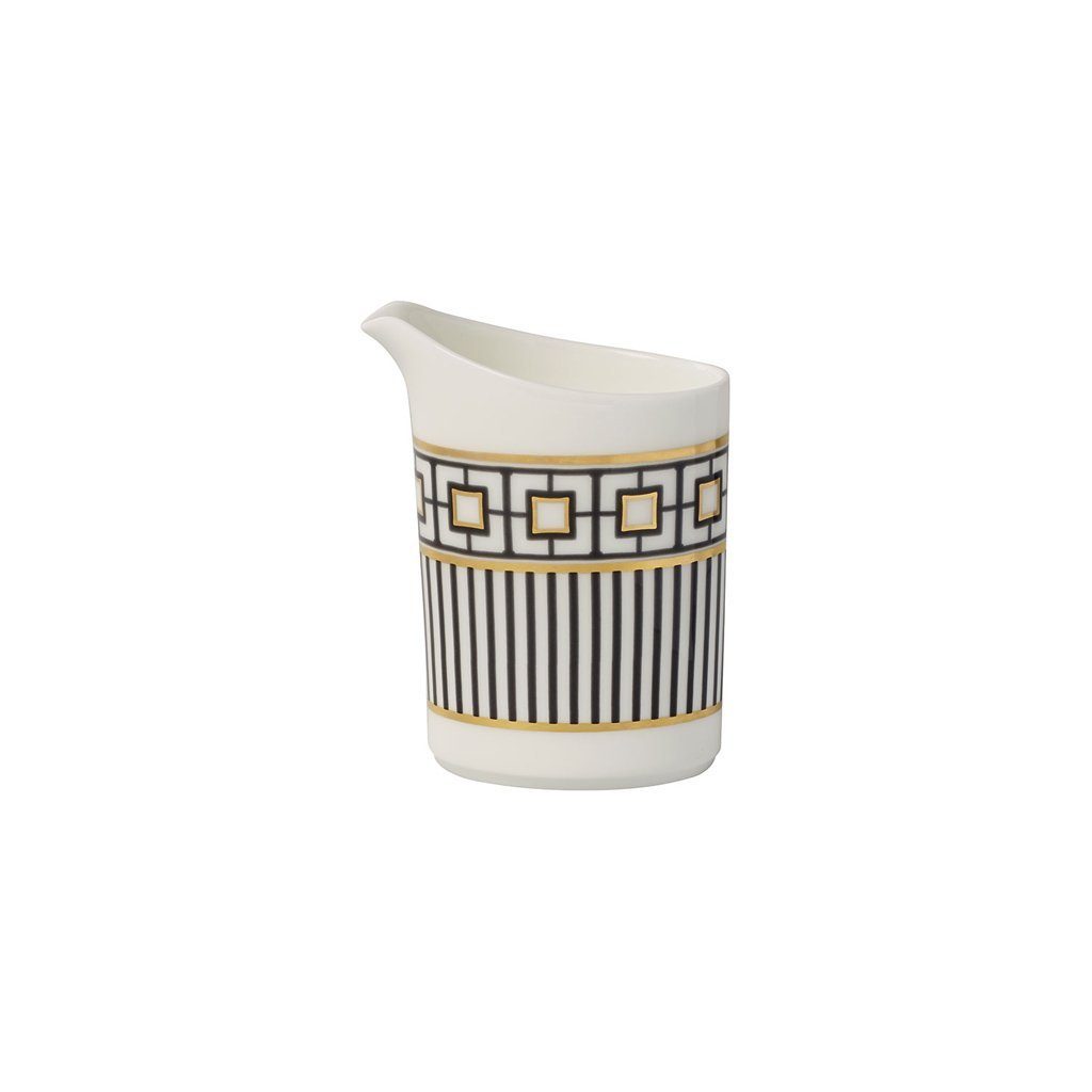 Villeroy & Boch Signature Milchkännchen MetroChic Milchkännchen, 220 ml, Weiß-Schwarz-Gold, (1-St)