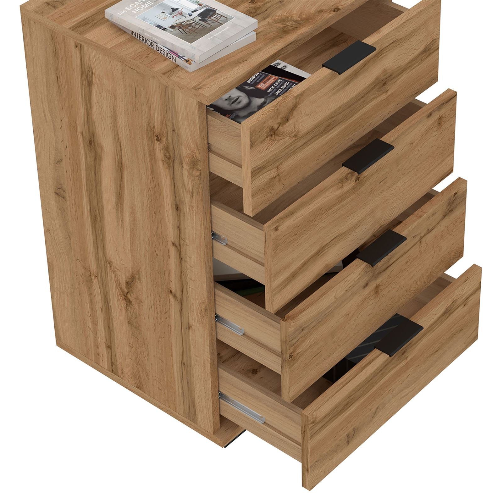 CARO-Möbel Nachtkommode PIANO, Kommode Nachttisch für Boxspringbetten mit 4 Schubladen Nachtschrank N