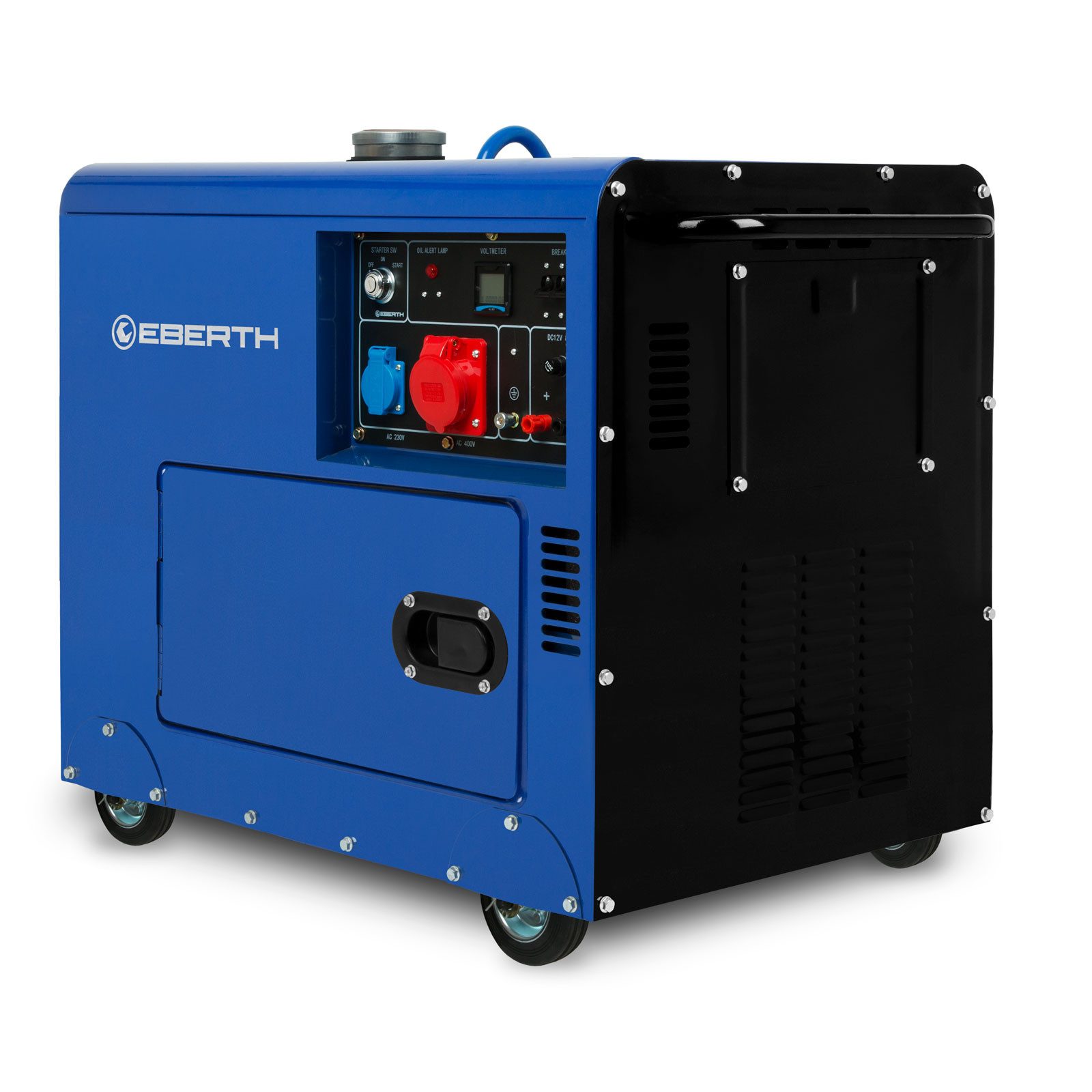 EBERTH Stromerzeuger 5000 Watt Notstromaggregat Diesel, 7,36 in kW, 4-Takt, E-Start, 3-Phasen, 1x 400V, 1x 230V, 1x 12V