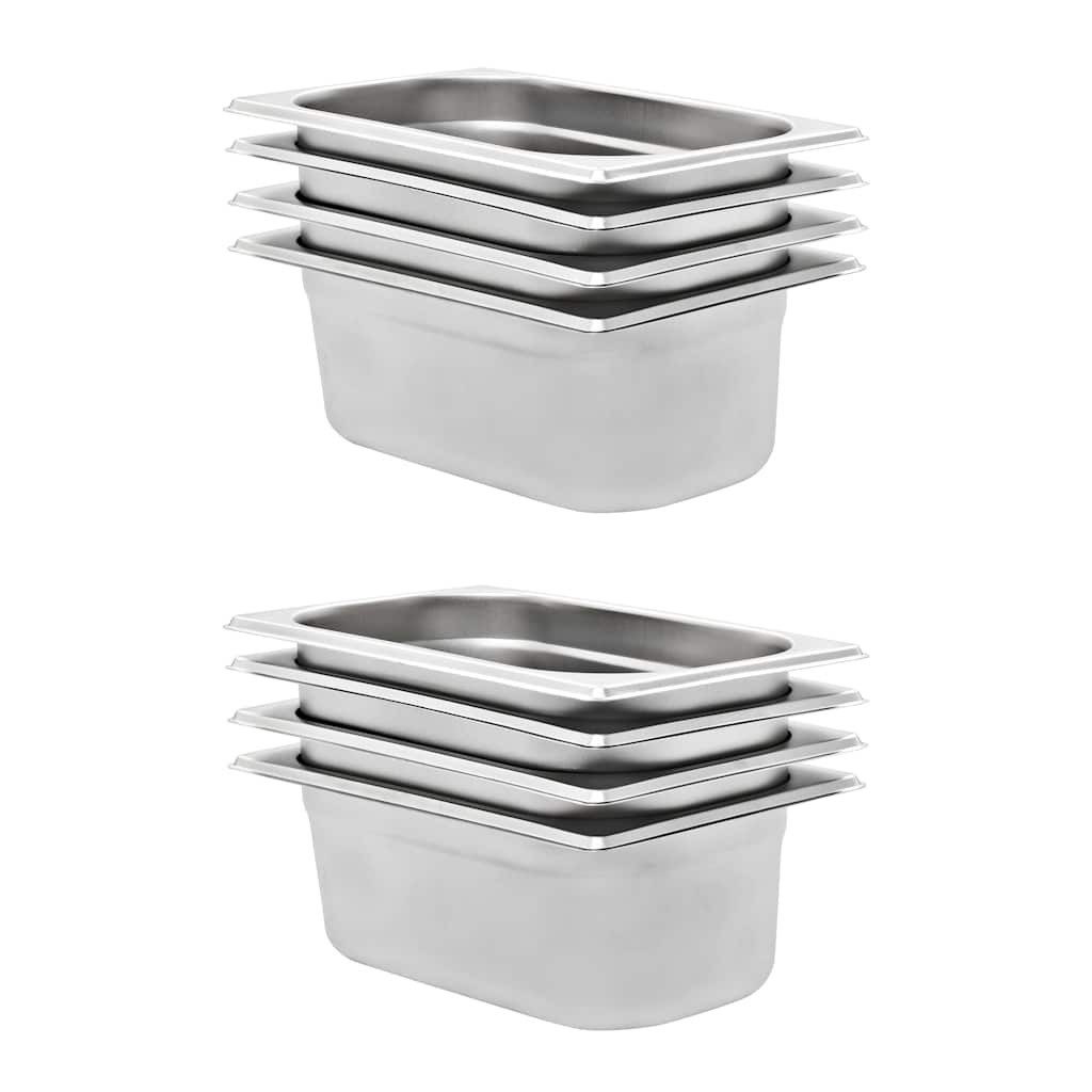vidaXL Thermobehälter Gastronormbehälter 8 Stk. GN 1/4 100 mm Edelstahl, Edelstahl, 8x Gastronormbehälter GN-Behälter Gastronorm Edelstahl GN 1/4 100 mm