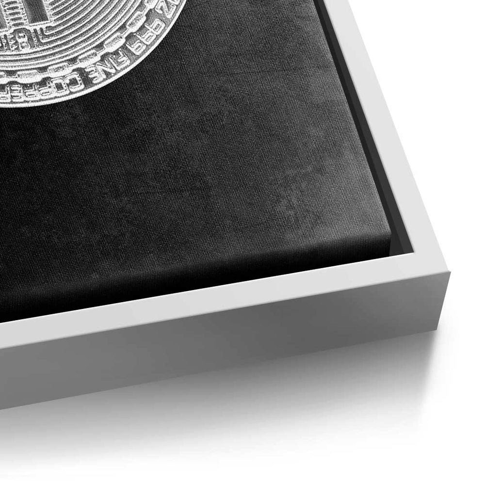 Trading - Motivation - - Black Rahmen silberner Crypto Bitcoin Bitcoin, Premium Leinwandbild DOTCOMCANVAS® - Black Leinwandbild