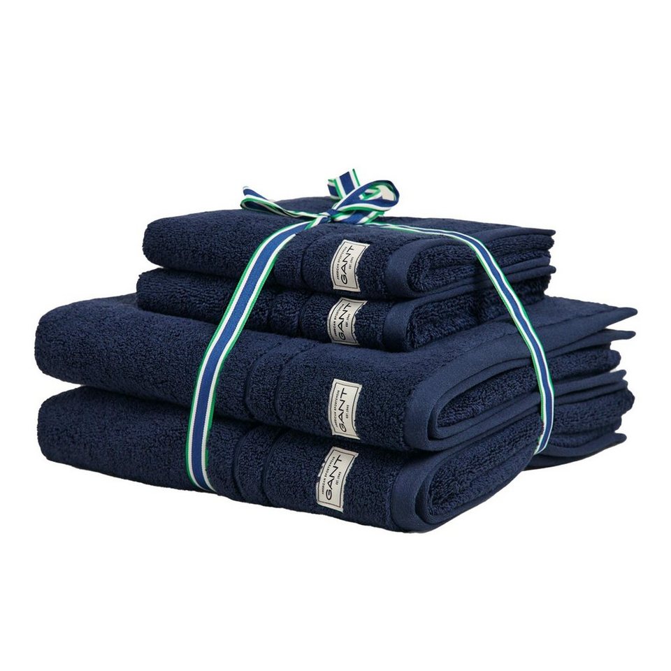 Gant Handtuch Handtuch/Duschtuch-Set, 4-teilig - PREMIUM TOWEL, Frottier (4- St), Zwei Handtücher 50x70cm und zwei Duschtücher 70x140cm