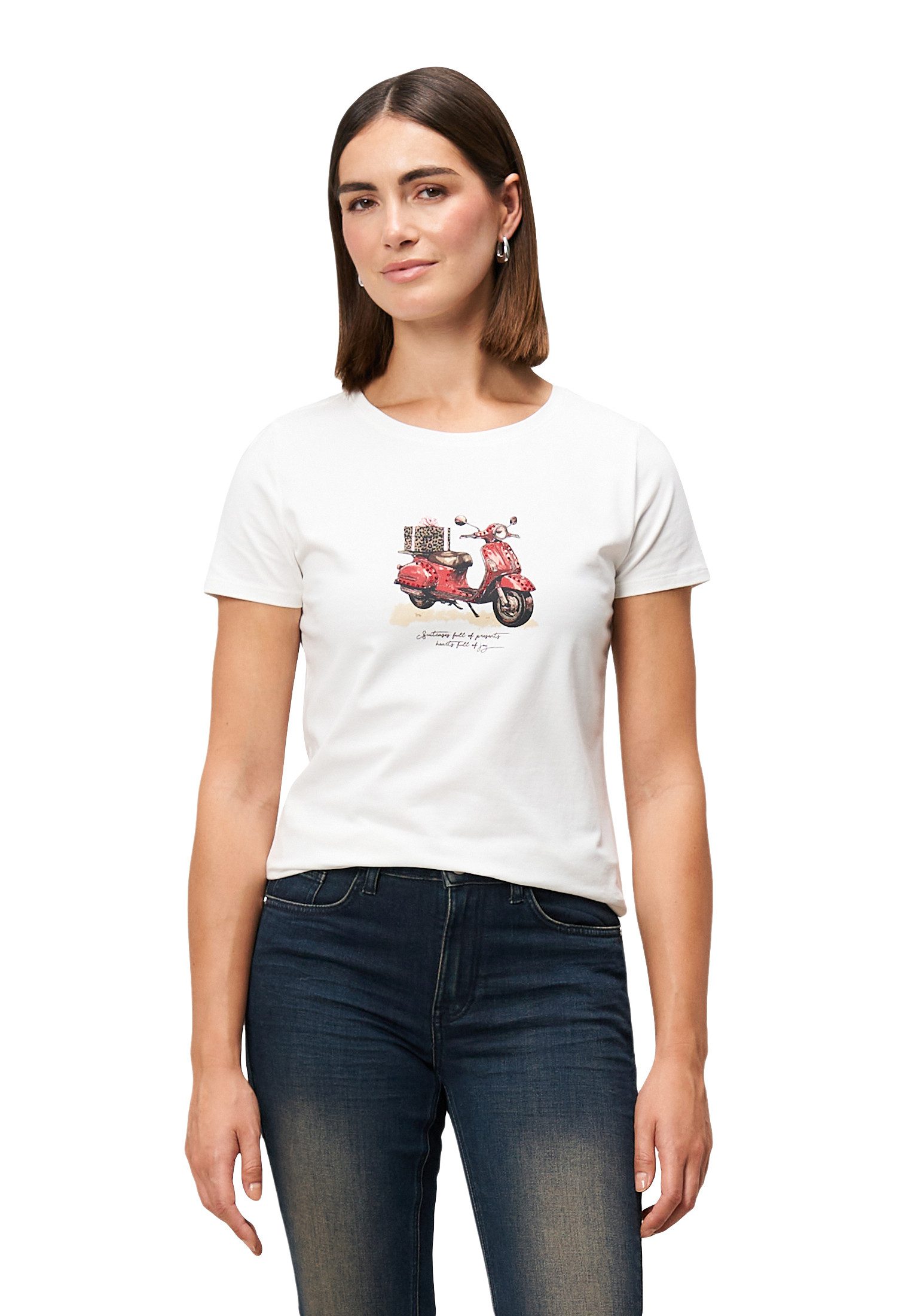 Zero Kurzarmshirt Damen Shirt mit Glitzersteinchen günstig online kaufen