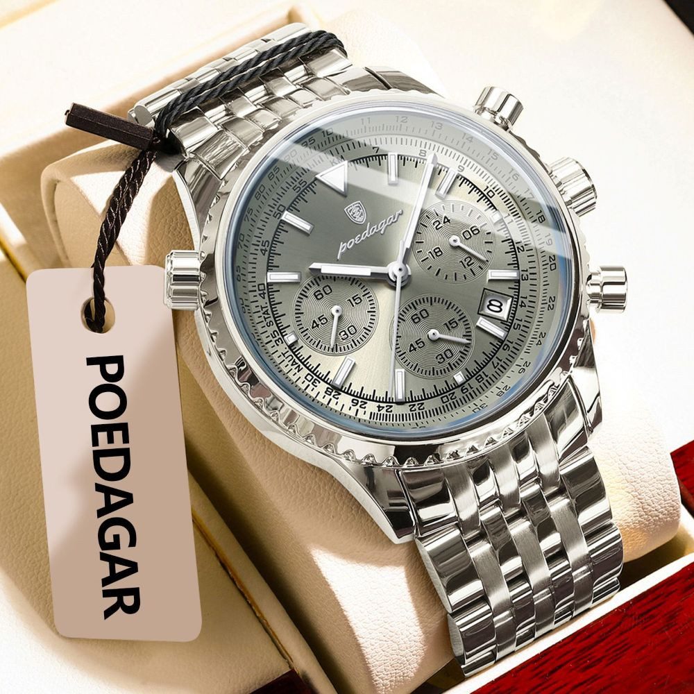 POEDAGAR Quarzuhr Poedagar Herren-Armbanduhr Chronograph Quarz Edelstahl 960