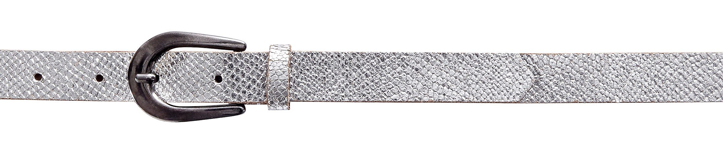 LASCANA Hüftgürtel Ledergürtel, schmaler Gürtel, Anzuggürtel aus Leder in Metallic-Snake-Optik für Hosen, Jeans & Kleider – Bild 5 von 5
