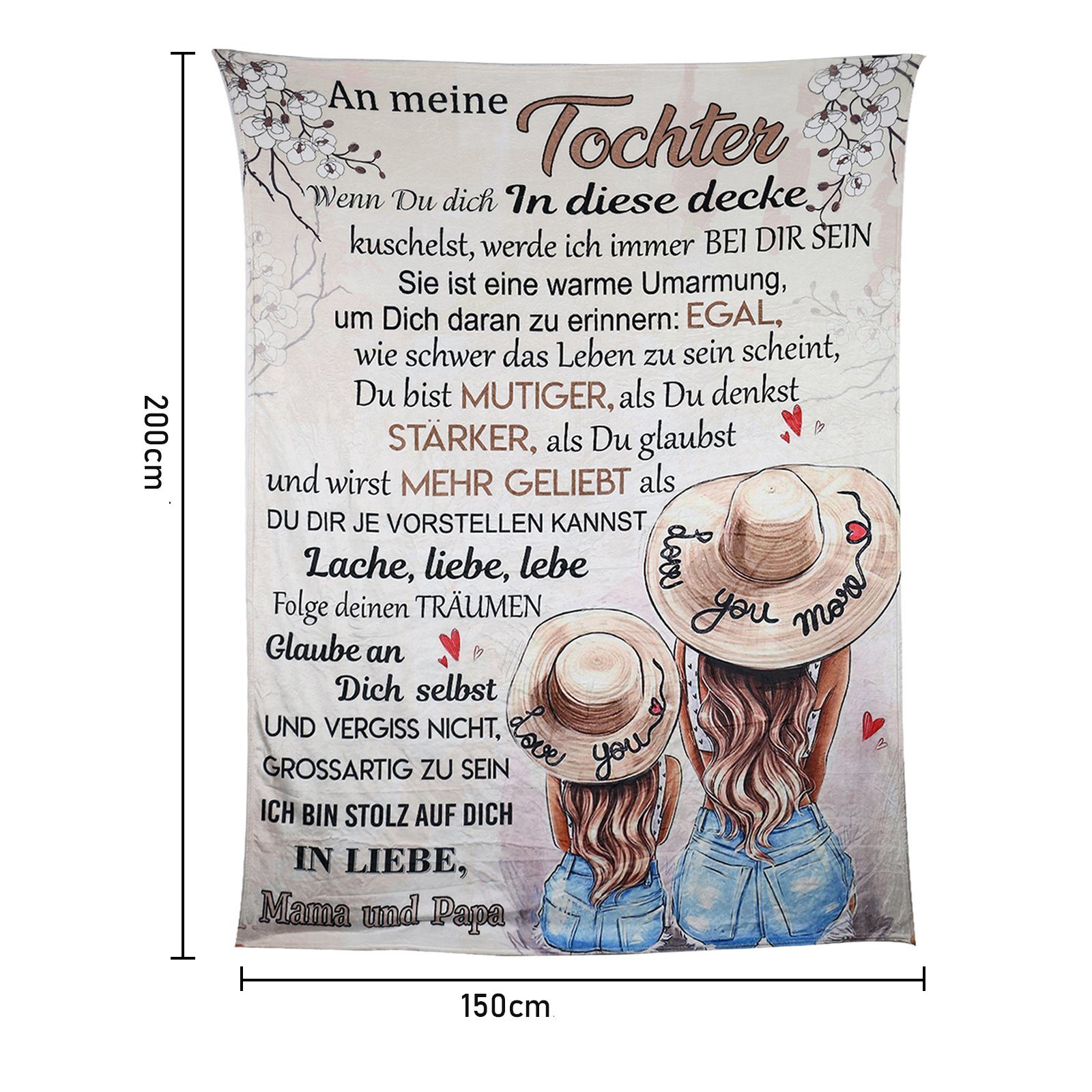 Einschlagdecke Personalisierte Kuscheldecke An unsere Tochter günstig online kaufen