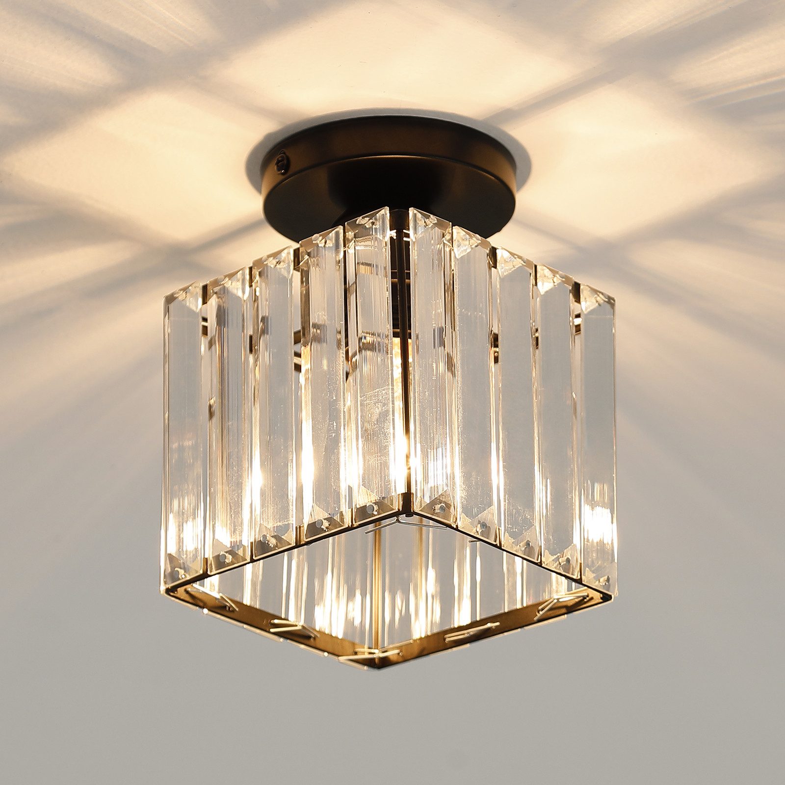 Goeco Deckenleuchten Kristall Dekolampe, quadratische Kristalllampe, günstig online kaufen