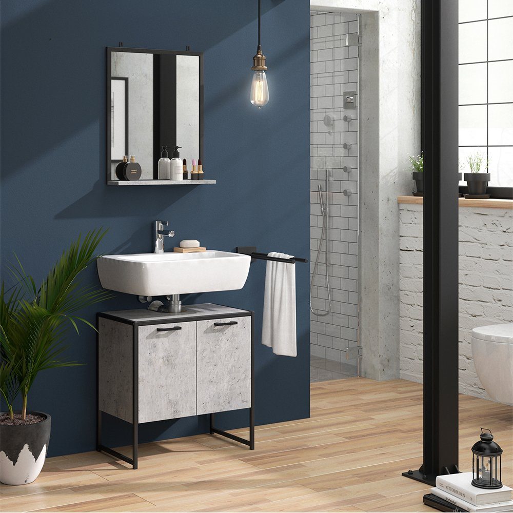 Vicco Badmöbel-Set »Loft Badmöbel Set Fyrk Beton Badspiegel mit Ablage  Waschtischunterschrank«, (2-St) online kaufen | OTTO