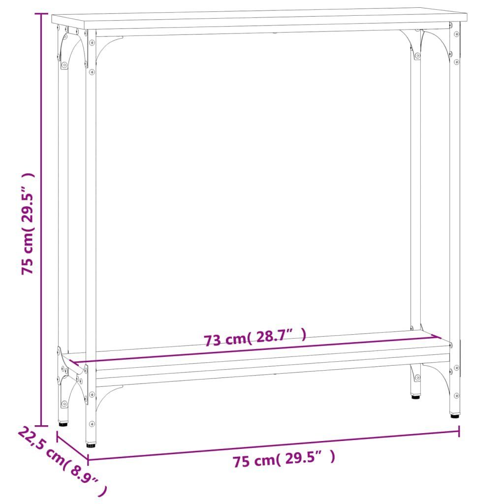 cm Konsolentisch Beistelltisch Holzwerkstoff furnicato Grau 75x22,5x75 Sonoma