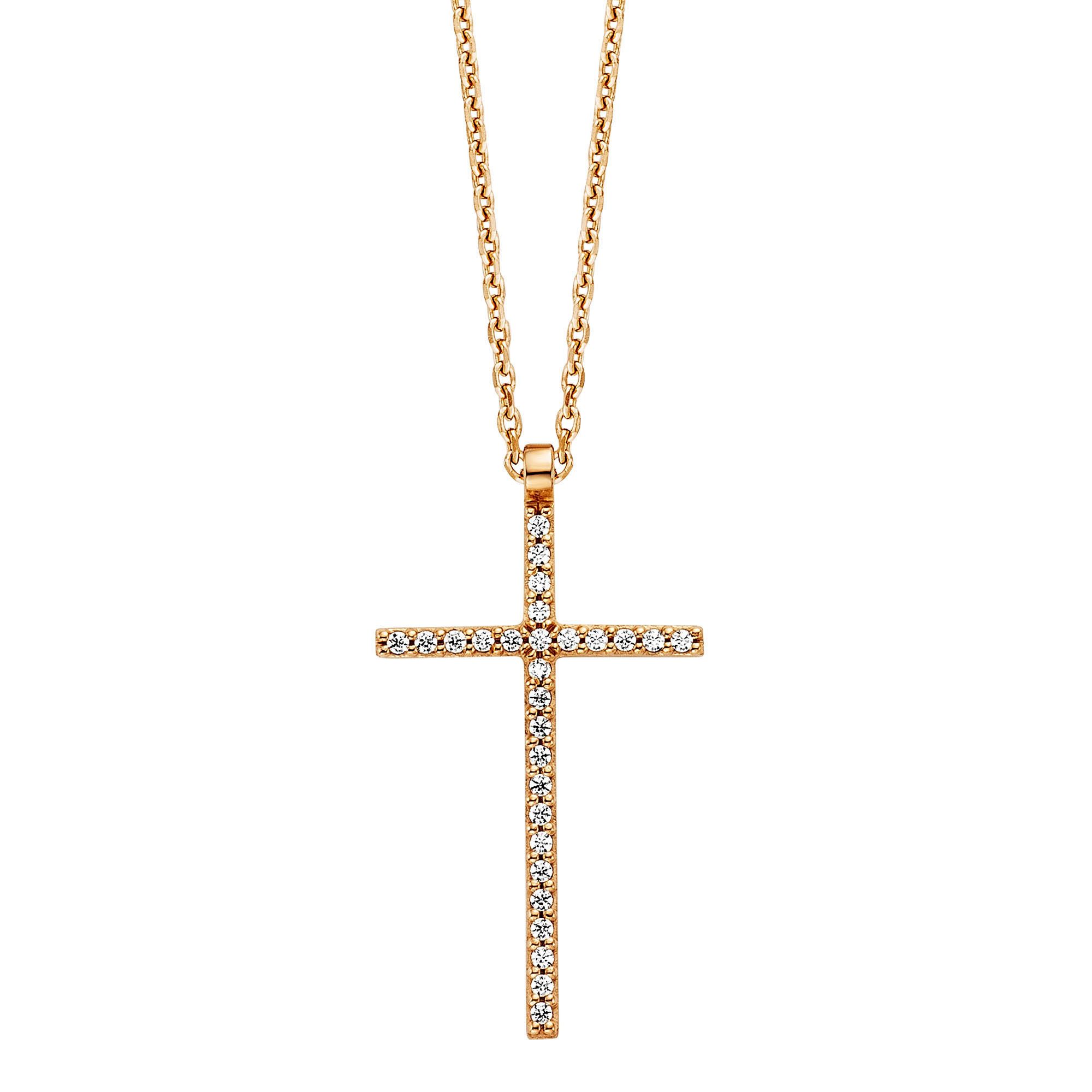 Julie Julsen Kette mit Anhänger 925/- Sterling Silber rotvergoldet mit Anhänger Kreuz