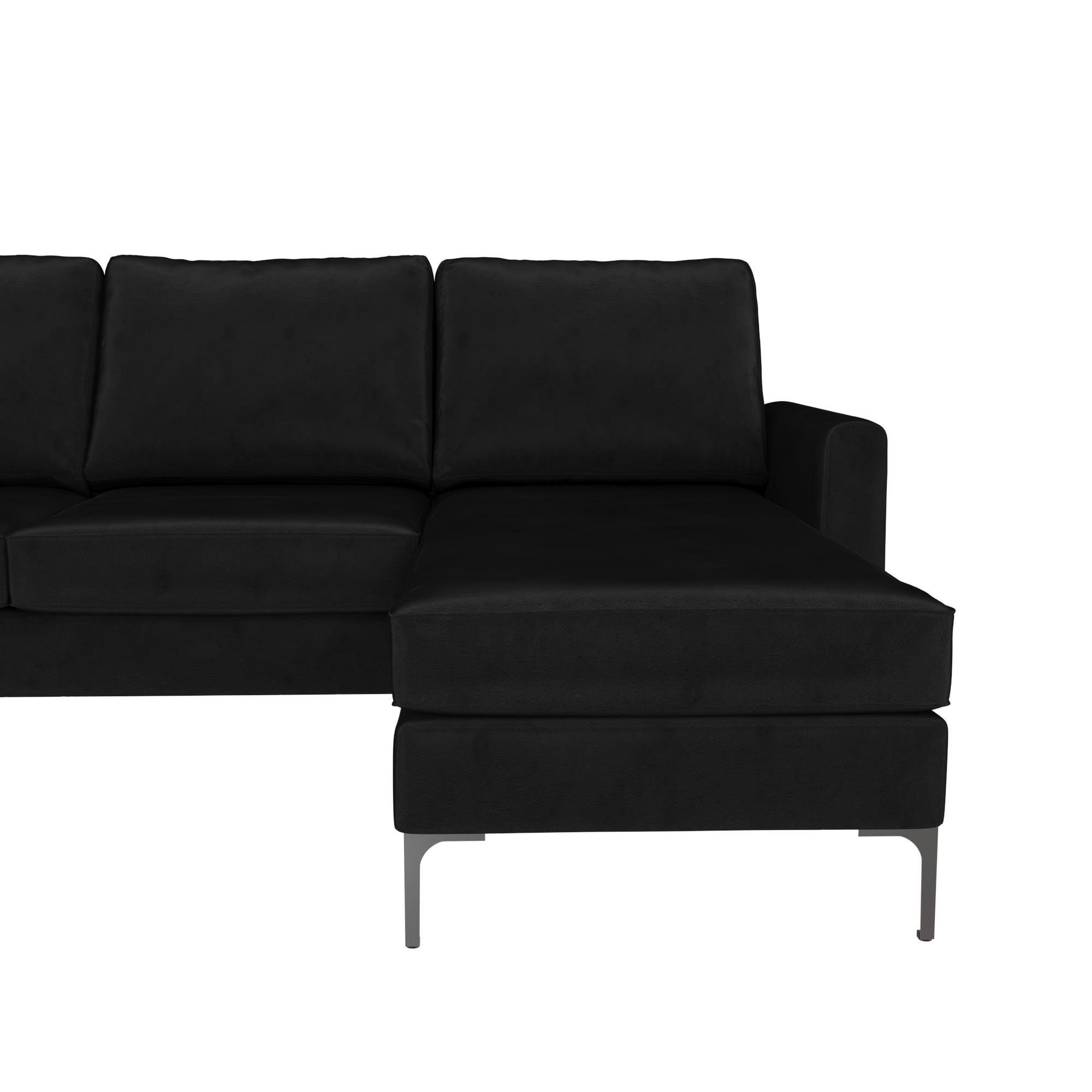 loft24 Ecksofa Chapman, Sofa Bezug in Chrom 207 Recamiere, Beine, mit Länge Samtoptik, cm
