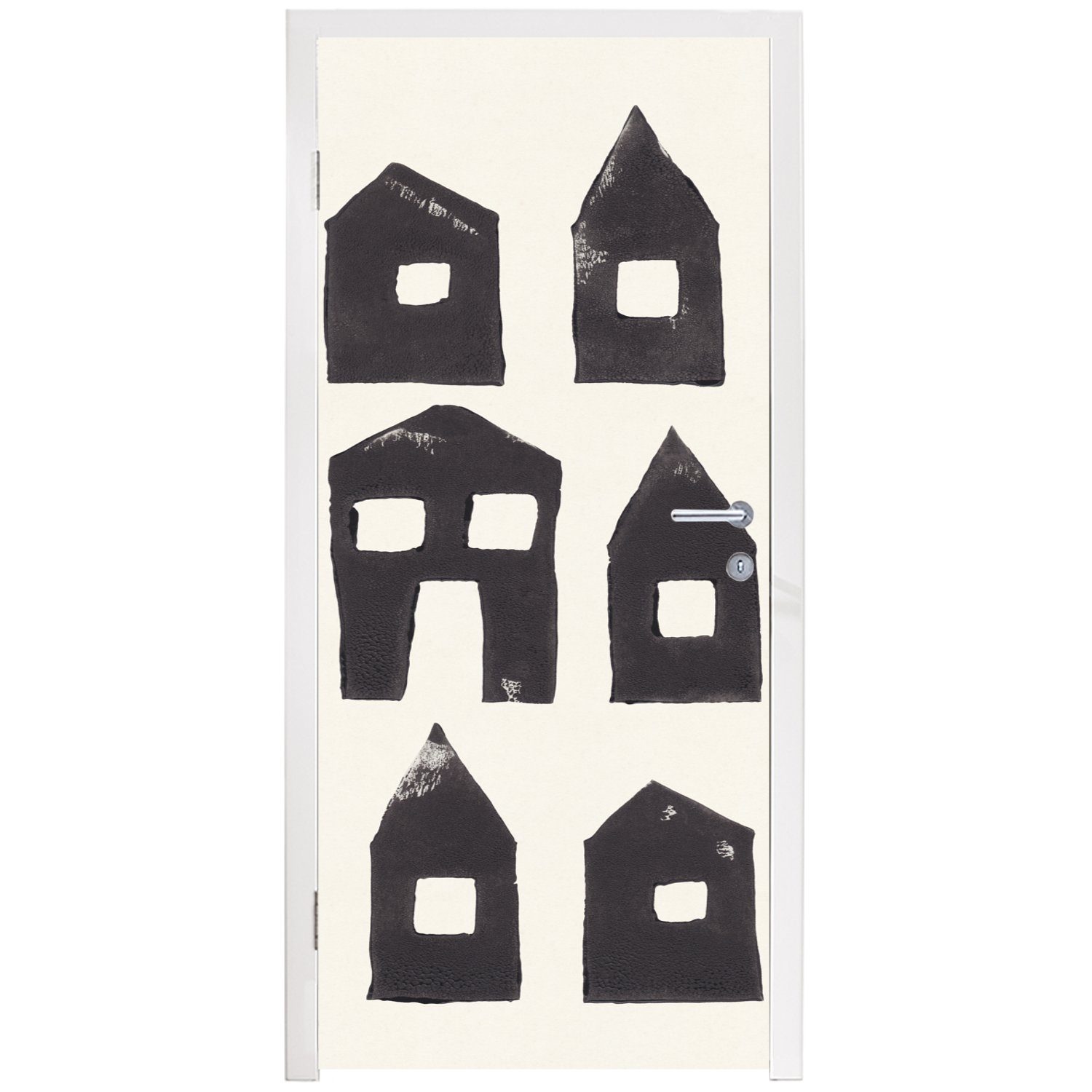für 75x205 (1 Türtapete Schwarz Tür, Abstrakt, MuchoWow St), cm - Pastell bedruckt, - Haus - Matt, Türaufkleber, Fototapete