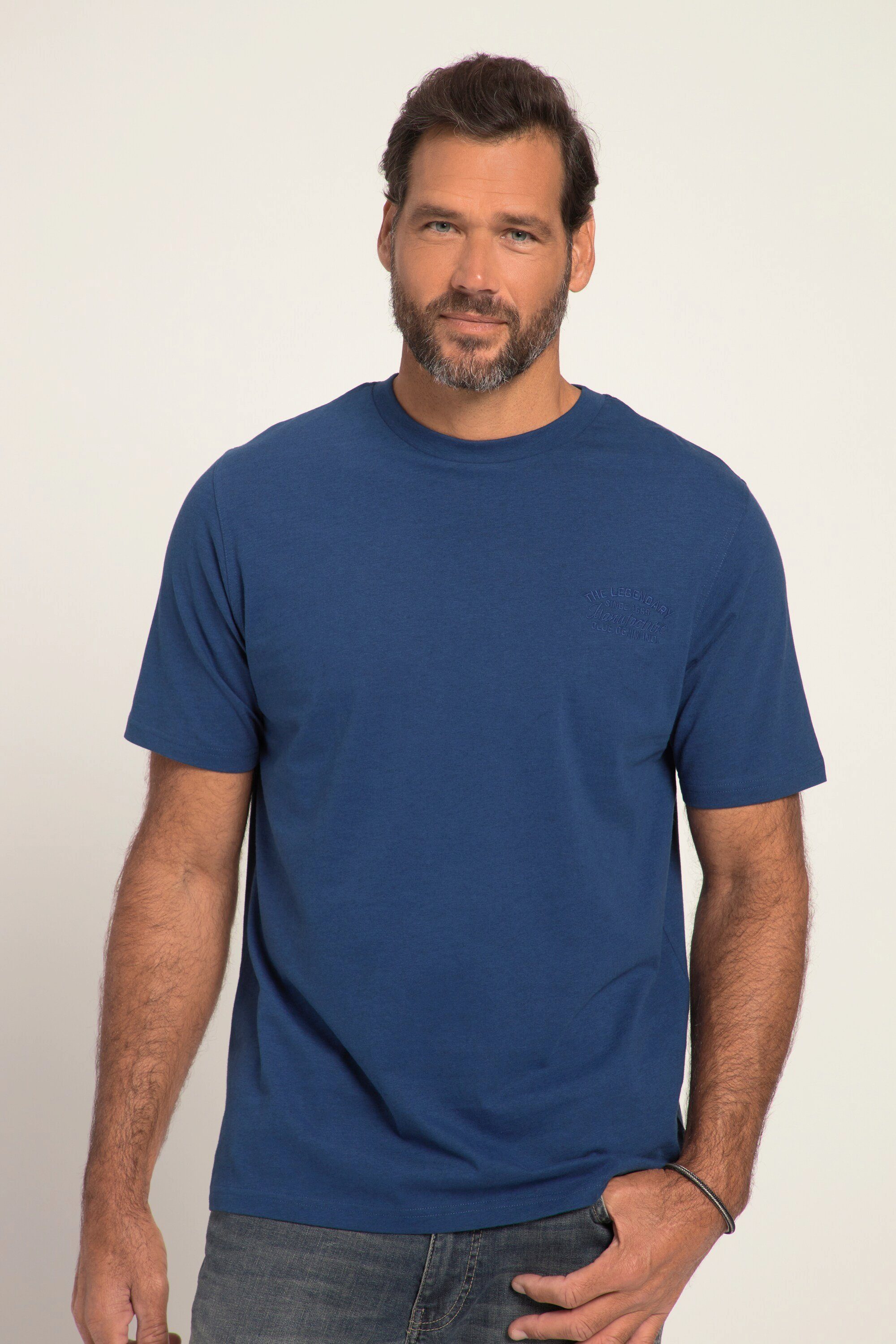 JP1880 T-Shirt T-Shirt Halbarm Melange-Jersey navy blau