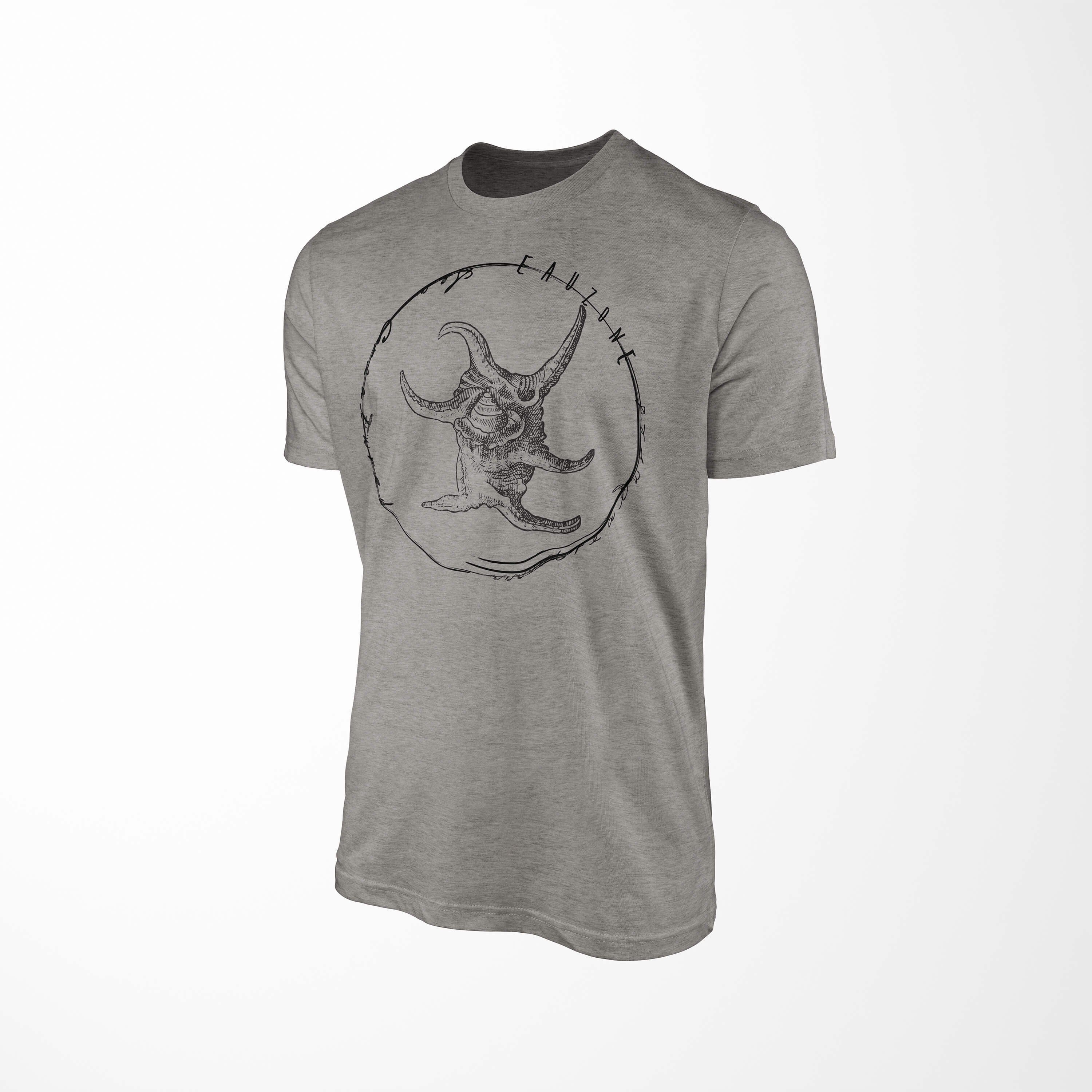 Fische T-Shirt Schnitt T-Shirt sportlicher Creatures, Tiefsee Sea Sea / Ash Struktur - 043 Sinus Serie: feine und Art