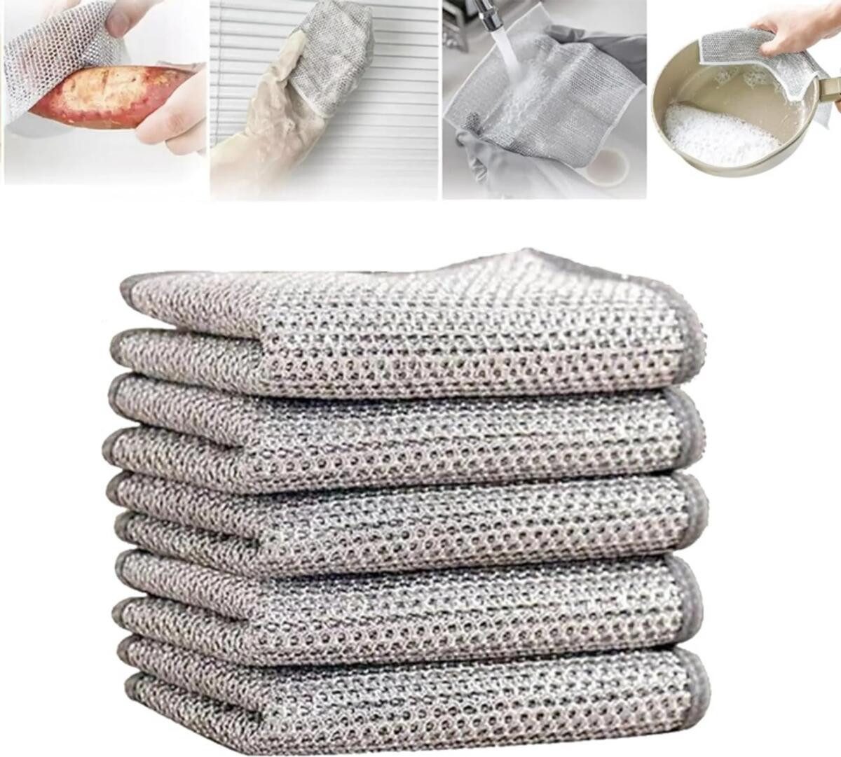 FELIXLEO Draht Geschirrspüllappen Wiederverwendbar Reinigungstücher Reinigungstücher (5-tlg)