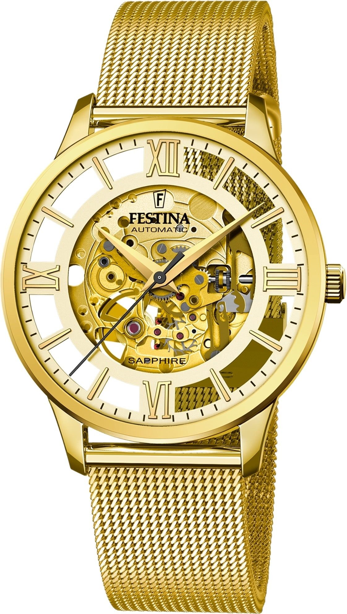 Festina Quarzuhr Festina Herrenuhr Edelstahl gold Festina, (Analoguhr), Herren Armbanduhr rund, Edelstahlarmband gold, Luxus