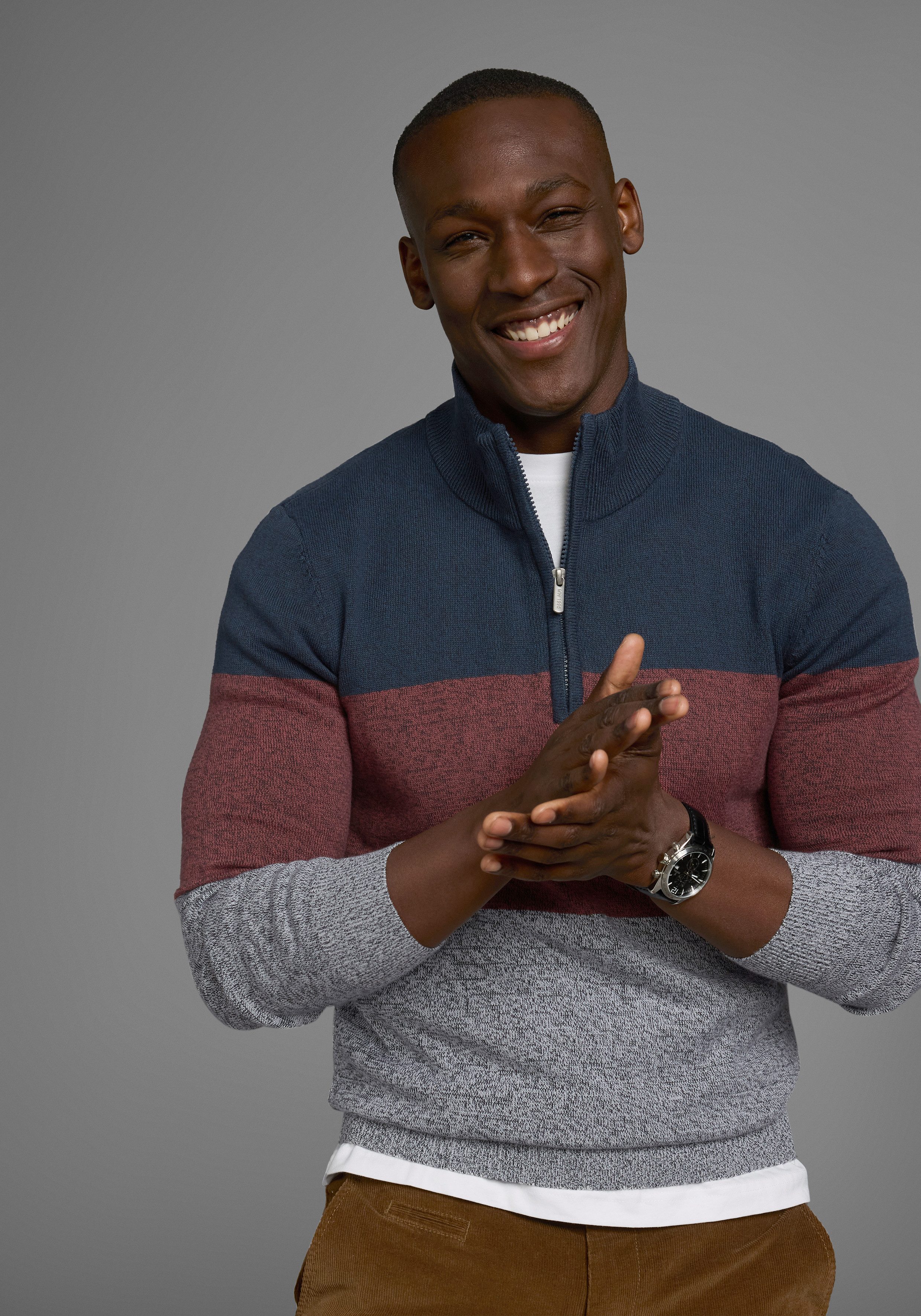 Man's World Troyer Bis Größe 5 XL mit Blockstreifen günstig online kaufen