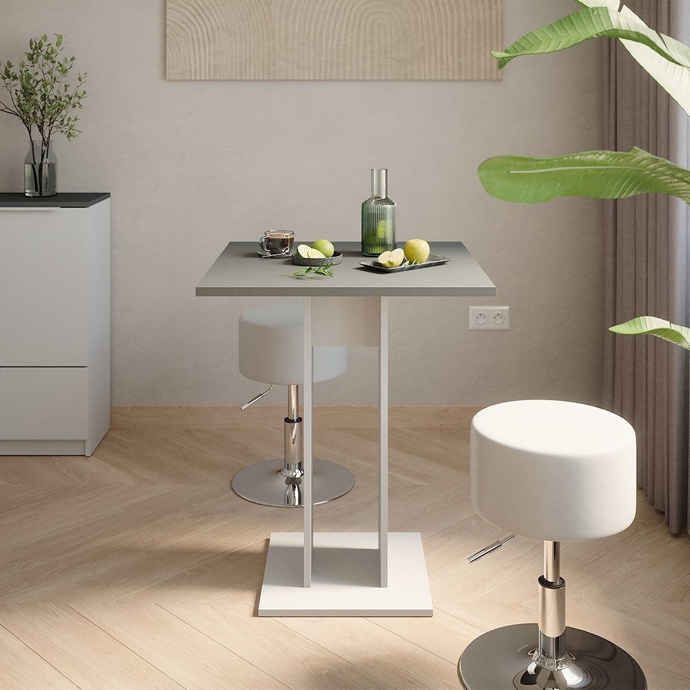 Vicco Essgruppe Repose, Weiß/Anthrazit/Weiß, 65 x 65 cm mit 2 Hockern, (3-tlg)