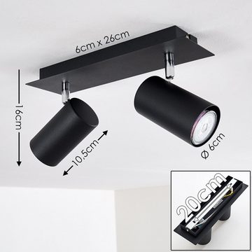 hofstein Deckenleuchte »Godo« moderne Deckenlampe aus Metall in Schwarz/Chrom, ohne Leuchtmittel, Leuchte mit verstellbaren Strahlern, 2xGU10