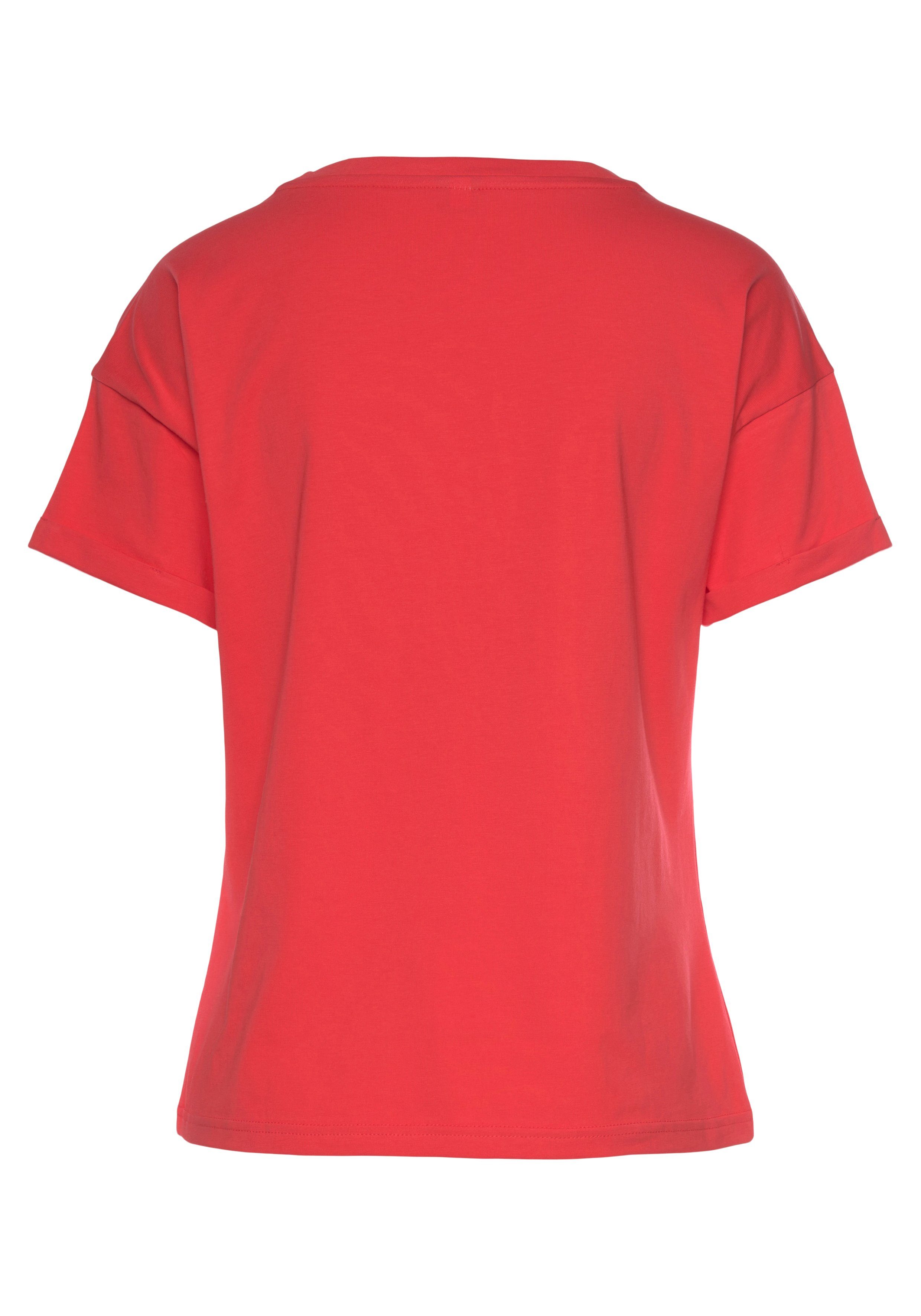 Loungewear Ärmelaufschlag im Stil, maritimen rot H.I.S mit T-Shirt