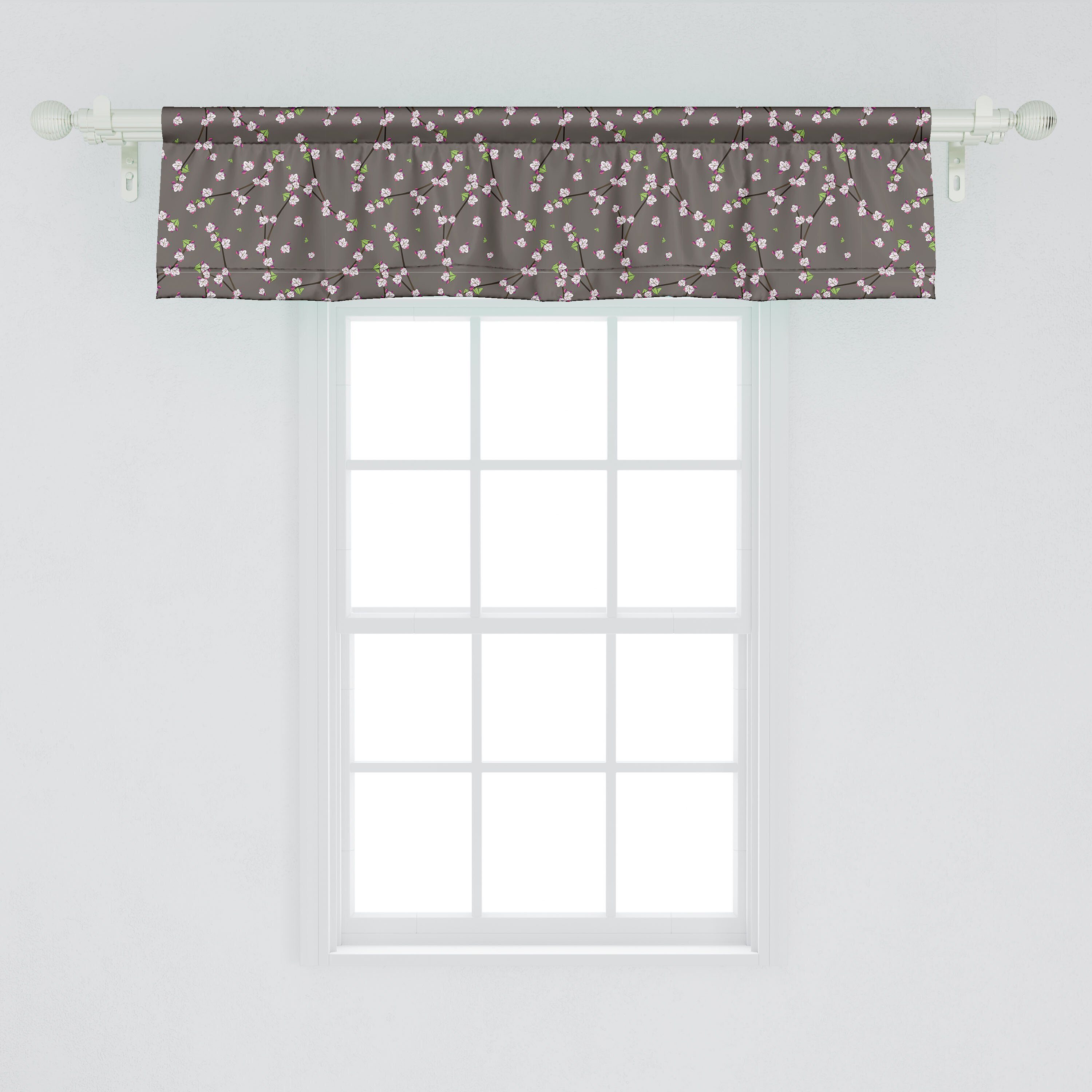 Schlafzimmer Scheibengardine Küche Microfaser, Abakuhaus, Stangentasche, Blumen Blühende Zweige Dekor für Vorhang mit Volant Zweige
