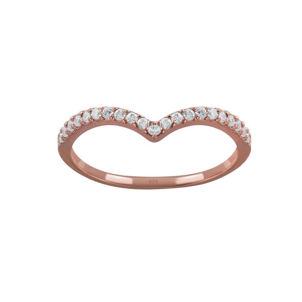 Fingerring Ring mit 21 gefassten Kristallen Rosegold 925 Silber Damen 54 (17,2)