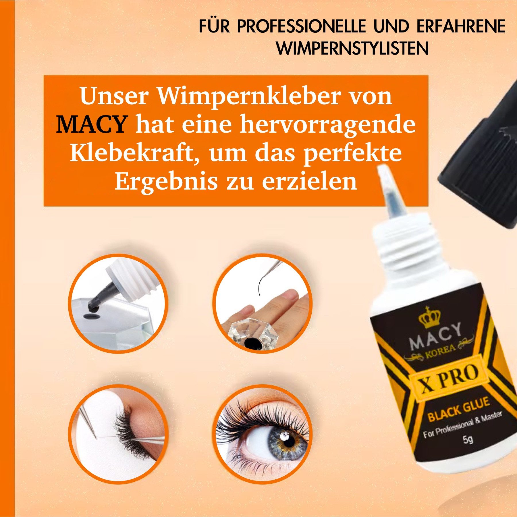Macy Wimpernkleber für Wimpernverlängerung Eyelash Wimpern Extensions von Korea Macy, (1-tlg)