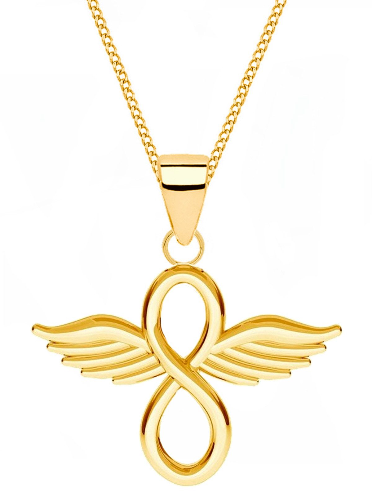 Goldene Hufeisen Kette mit Anhänger Unendlichkeit mit Flügel Goldkette - ew günstig online kaufen