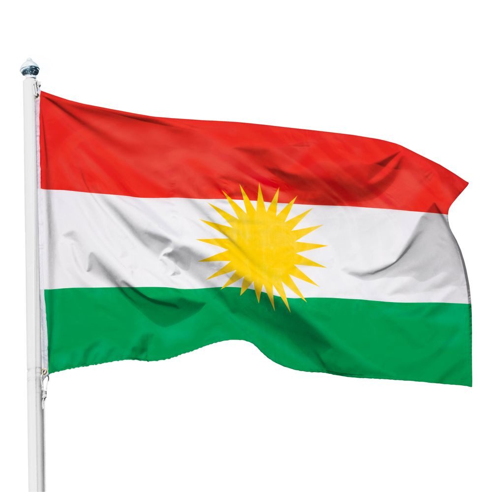 PHENO FLAGS Flagge Kurdistan Flagge - Kurdistanfahne 90 x 150 cm, Strapazierfähige Fahne für Fahnenmast, mit 2 Ösen