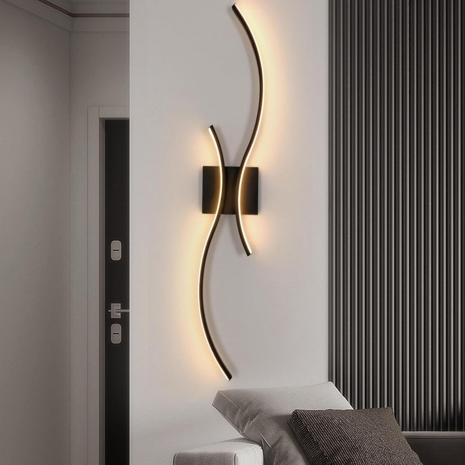 Riserva Wandleuchte Skandinavische Moderne Wandleuchte Schwarz, 80cm, 3000K Warmweiß, 25W, LED wechselbar