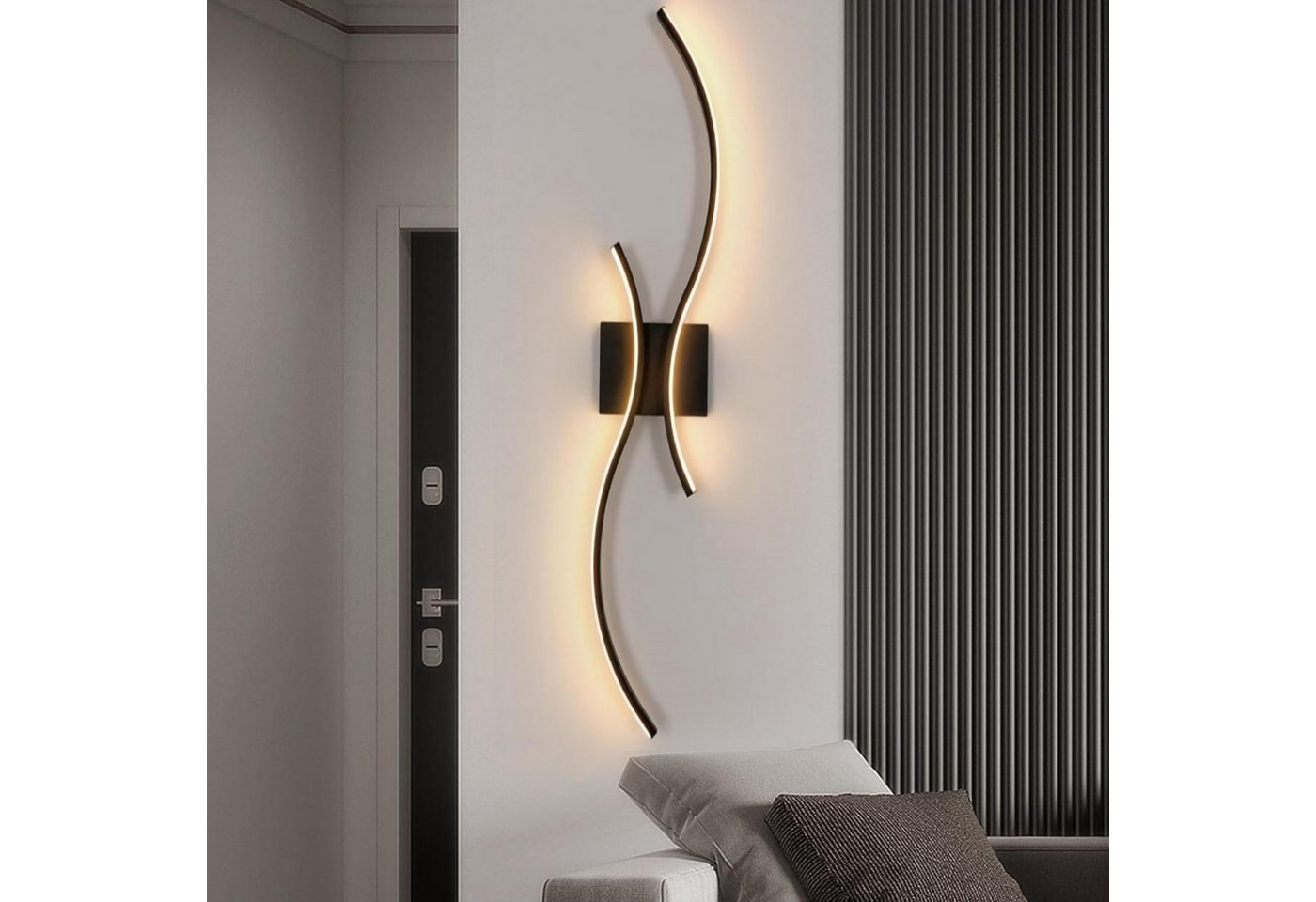 Riserva Wandleuchte Skandinavische Moderne Wandleuchte Schwarz, 80cm, 3000K Warmweiß, 25W, Warmes Licht, Minimalistische Wandleuchte