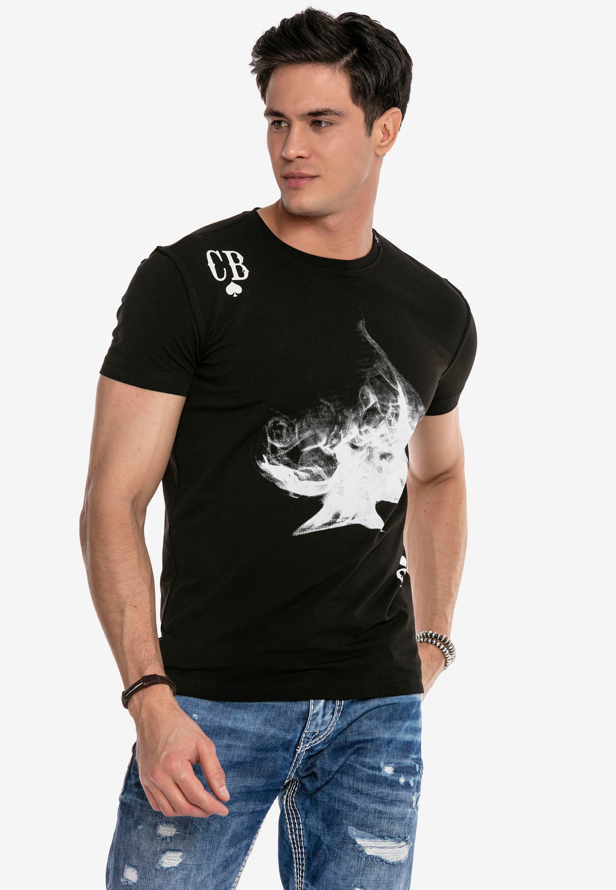 Cipo & Baxx T-Shirt trendigem schwarz mit Frontprint