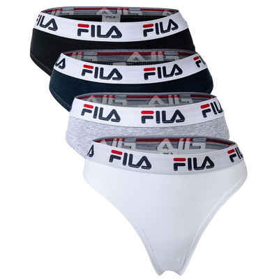 Fila String Damen String, 4er Pack - Logo-Bund, Cotton