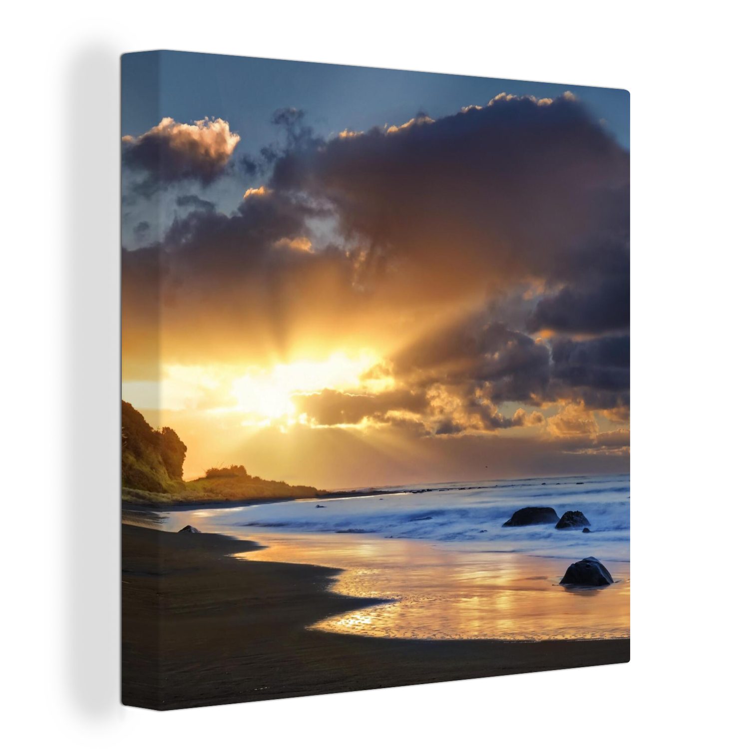 OneMillionCanvasses® Leinwandbild Strand des Whanganui-Nationalparks auf der Nordinsel, (1 St), Leinwand Bilder für Wohnzimmer Schlafzimmer