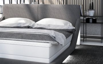 Sofa Dreams Boxspringbett Adagio Kunstleder Komplettbett Modern Hotelbett, inklusive LED Beleuchtung, Matratze und Topper