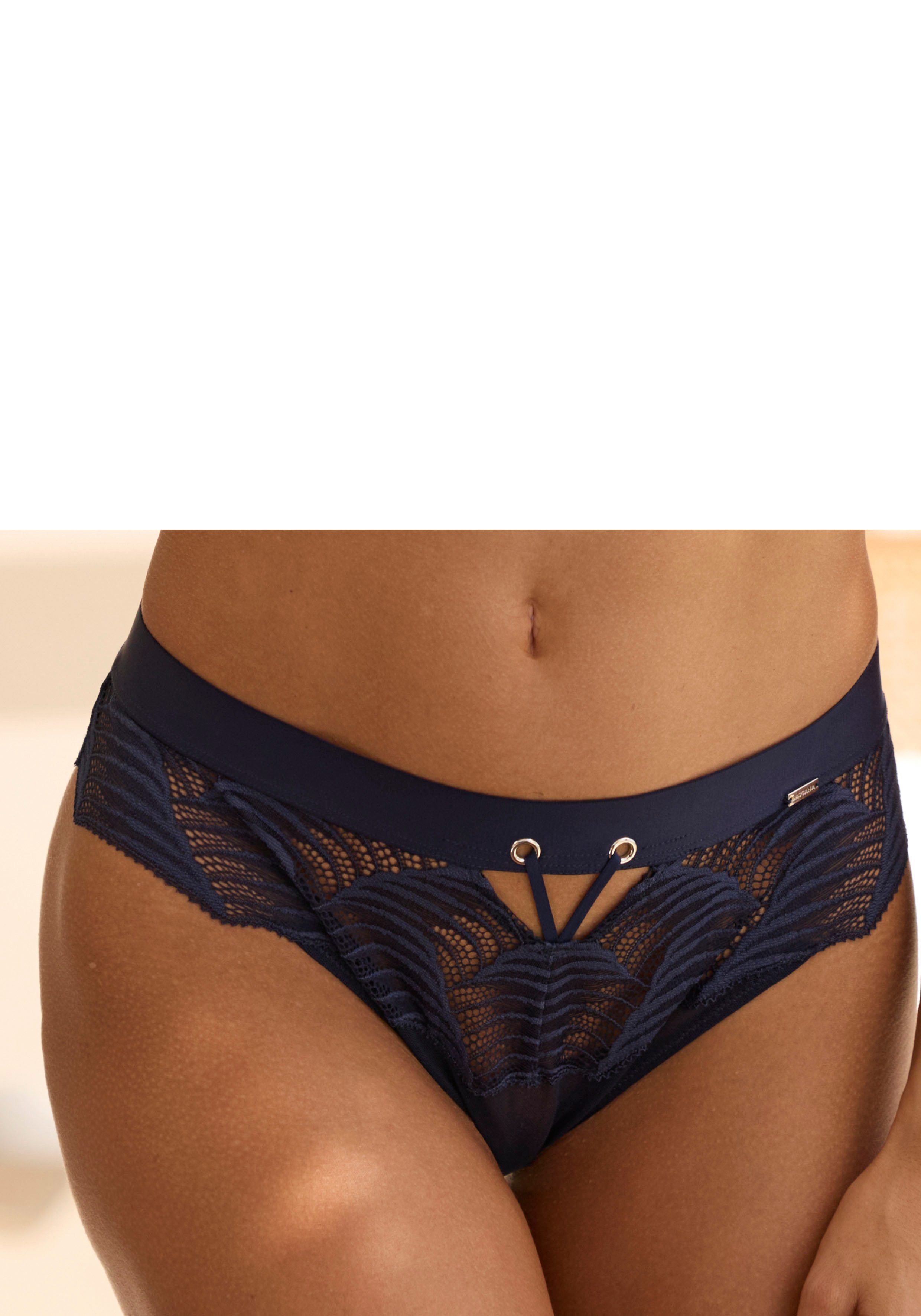Lascana Damen Slip Mit Spitze | Bequemer Microfaser-Slip In Basic-Schnittform | 50% Polyamid, 30% Polyester, 20% Elasthan
