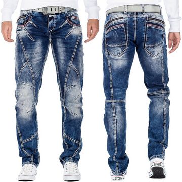 Cipo & Baxx Regular-fit-Jeans Hose BA-CD563 mit dicken Ziernähten und Waschung