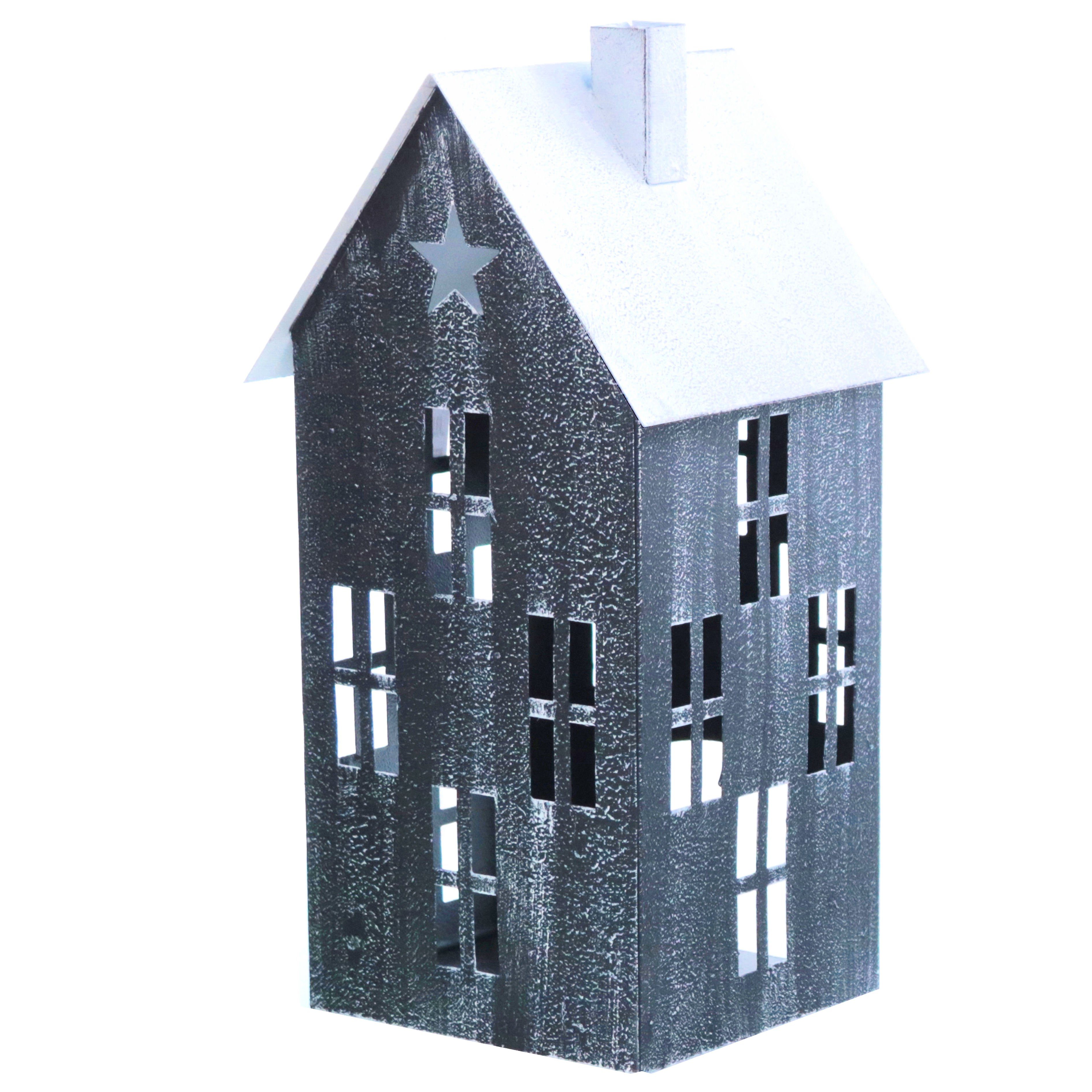 Spetebo Kerzenlaterne Metall Windlicht Haus Deko mit 3 cm / 3-teilig), Windlicht - Außen / 23 St., - 3er Kerzenhalter Lampion Set (Set, schwarz Stern 14 36