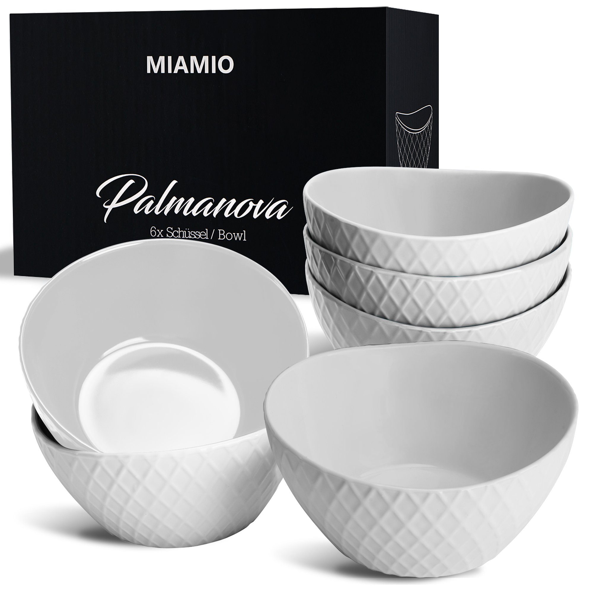 MiaMio Müslischüssel Schüssel Set Palmanova Kollektion (6 x 800 ml)