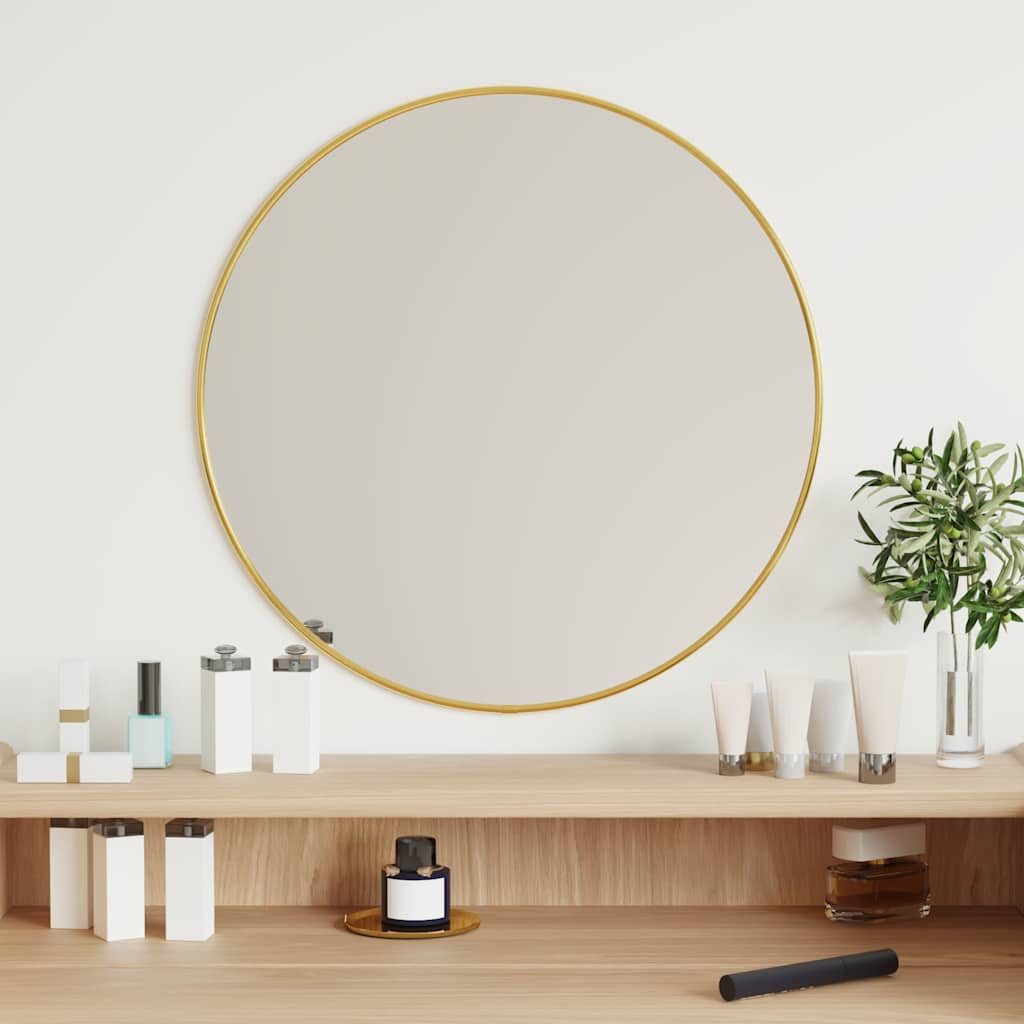 furnicato Wandspiegel Glas PVC Rahmen 50 cm Golden (1-St), Runder Kosmetikspiegel mit 4 mm Glasstärke für das Badezimmer