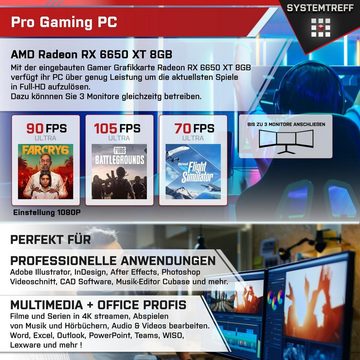 SYSTEMTREFF Basic Gaming-PC (AMD Ryzen 5 5600X, Radeon RX 6650 XT, 16 GB RAM, 1000 GB SSD, Luftkühlung, Windows 11, WLAN)